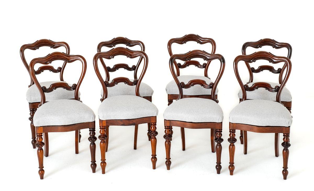 Set of 8 Pretty Victorian Rosewood Dining Chairs (1 of 8)