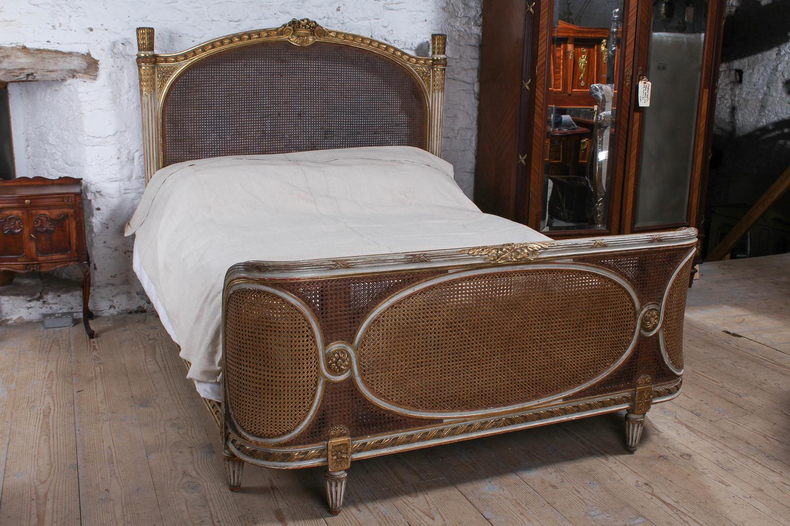 Exceptional Striking Bergere Caned Gilded Bed (1 of 10)
