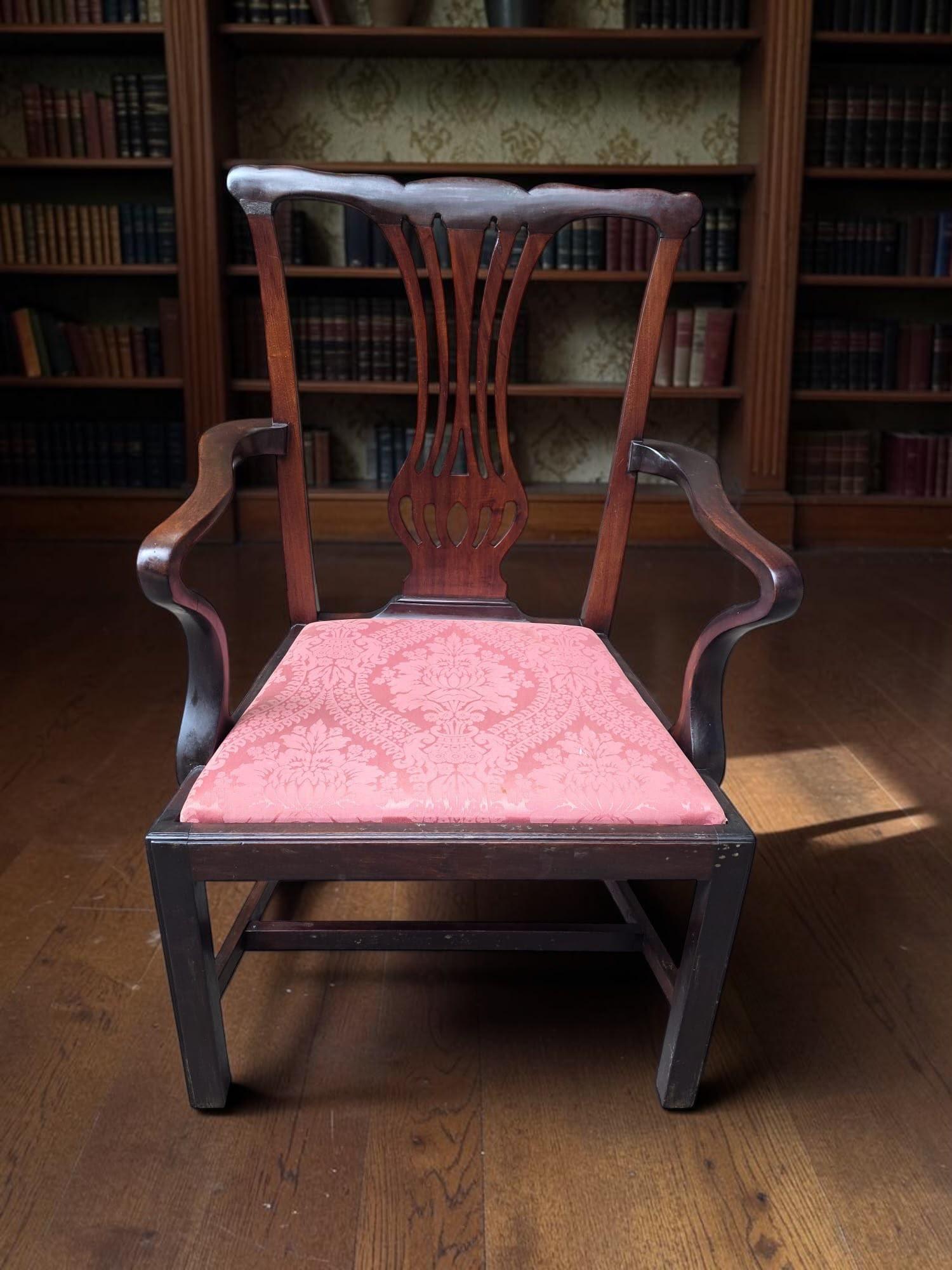 Antique Mahogany Chippendale Style Open Armchair / c.1890 (1 of 8) Antique Mahogany Chippendale Style Open Armchair / c.1890 (1 of 8)