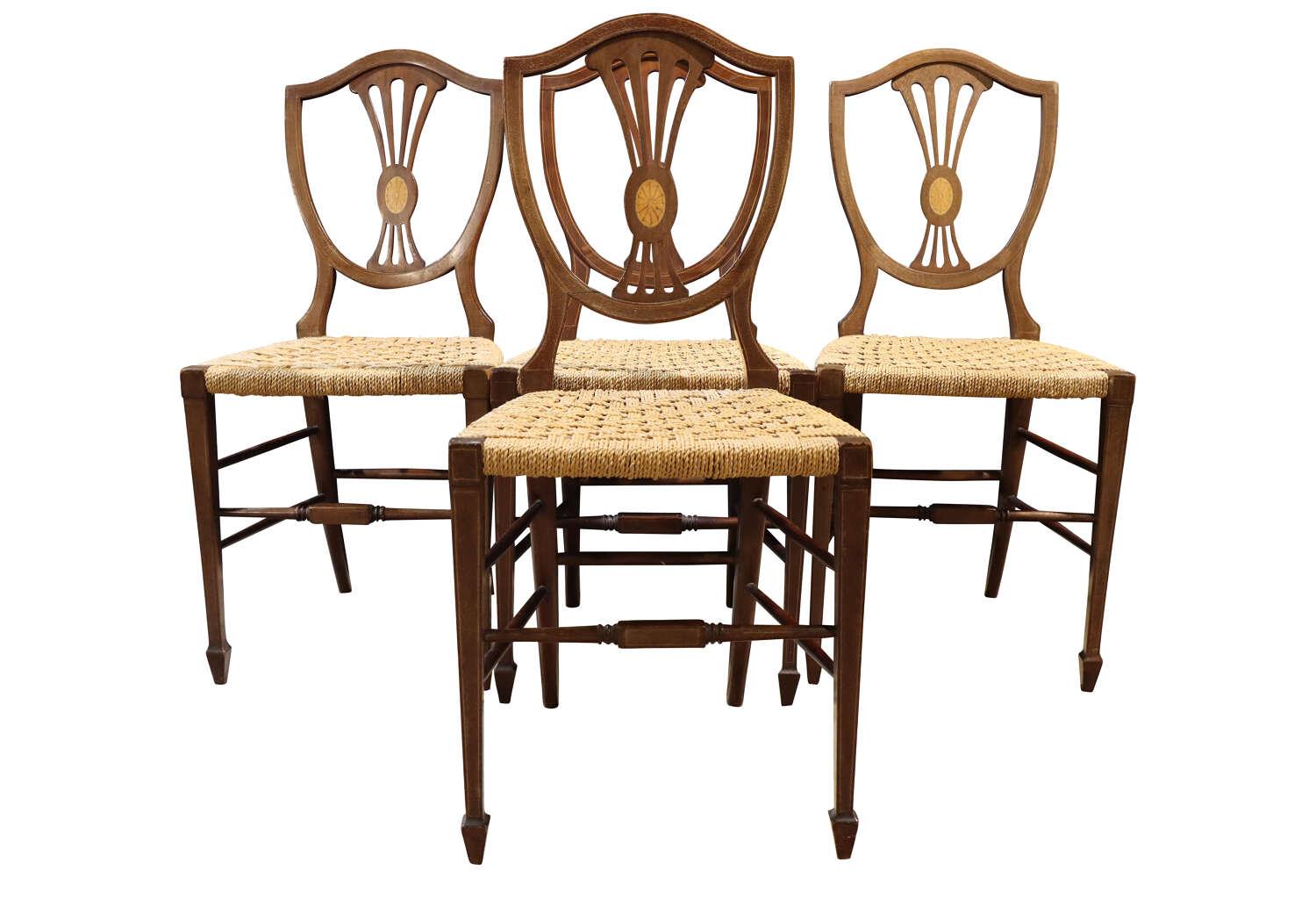 Set of 4 Edwardian Sheild Back Inlaid Chairs (1 of 7)