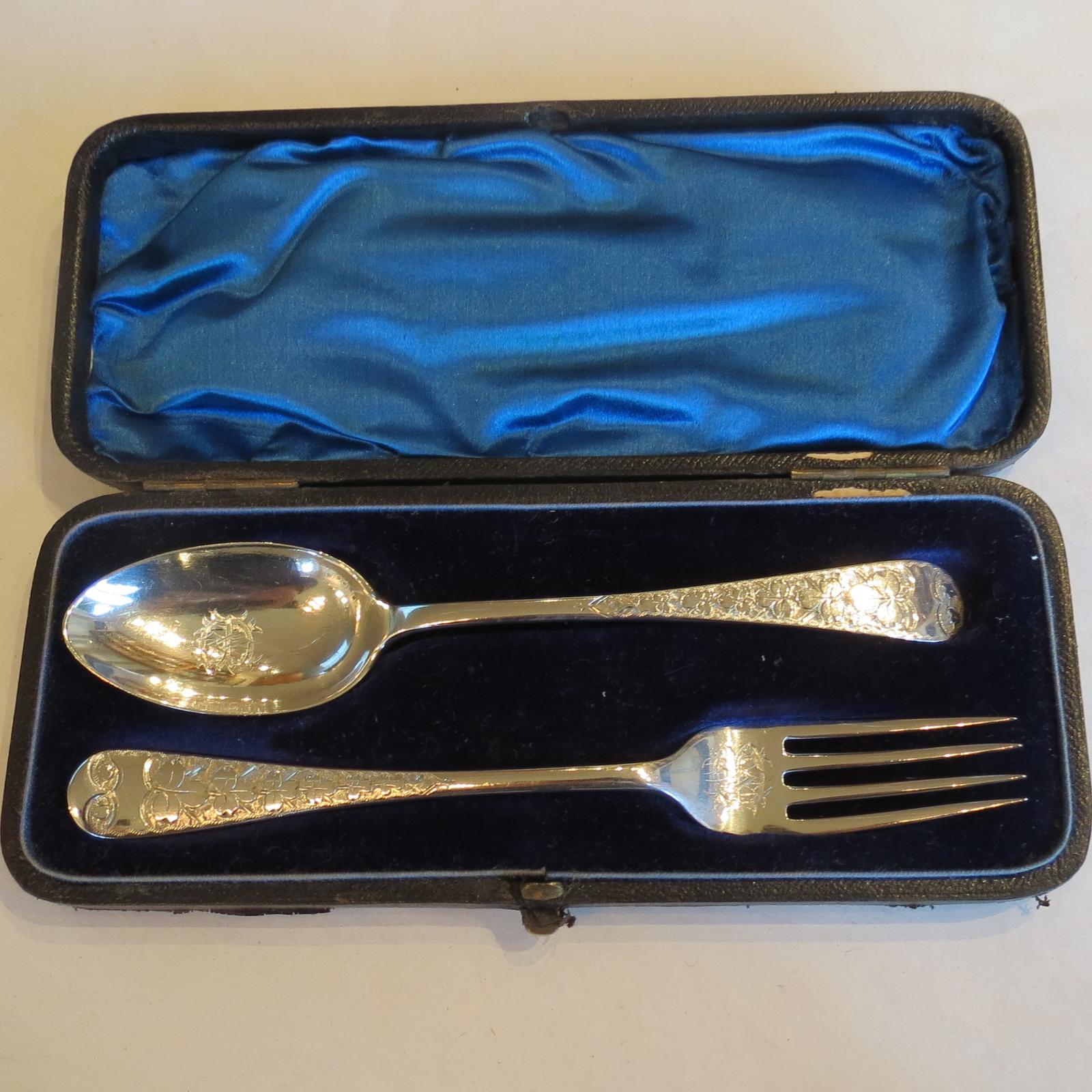 Cased Victorian Christening Set - Spoon & Fork (1 of 5)