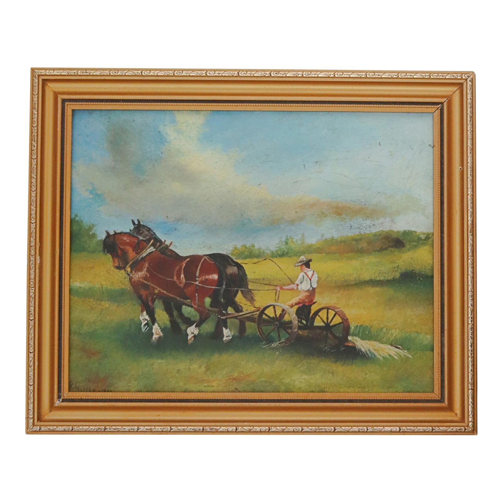 H Allison Oil on Board Farming Ploughing (1 of 2)