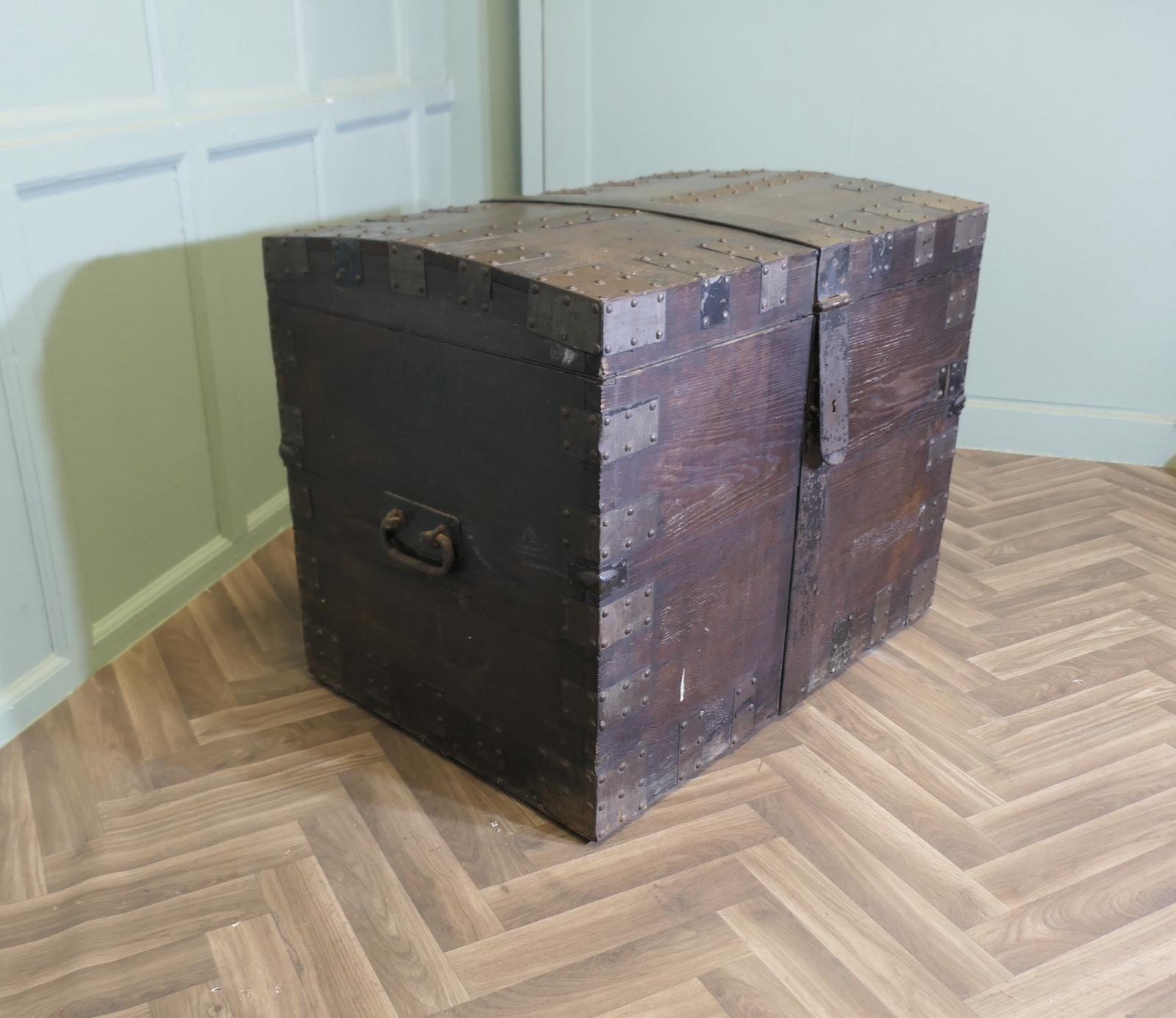 19th Century Oak & Iron Banded Silver Chest (1 of 6)