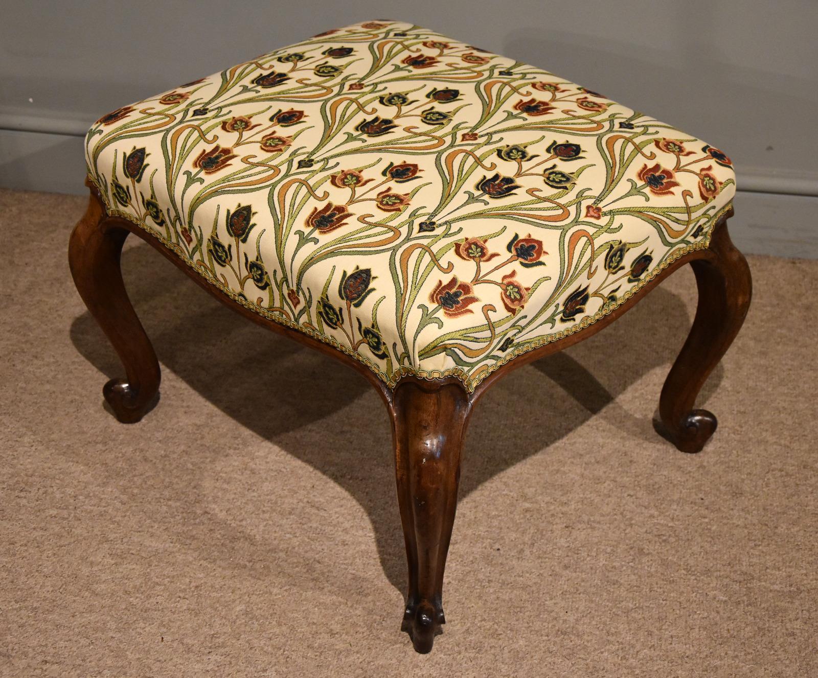 Victorian Walnut Stool with William Morris Upholstery (1 of 4) Victorian Walnut Stool with William Morris Upholstery (1 of 4)