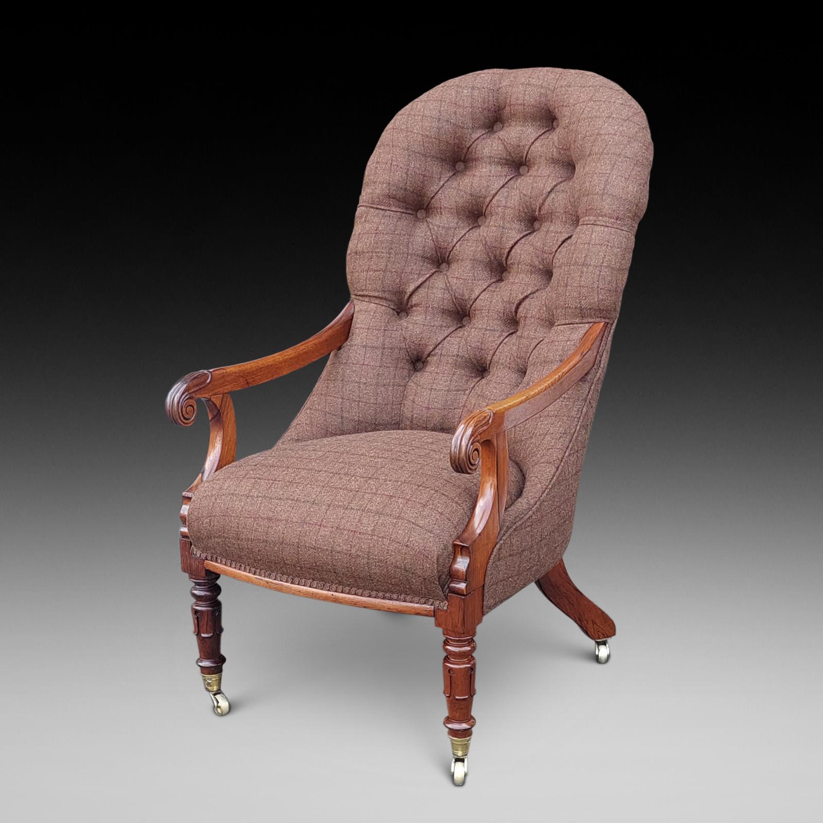 19th Century Rosewood Button Back Upholstered Armchair (1 of 11)