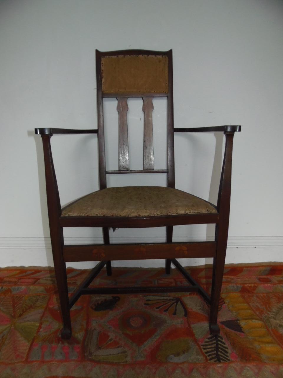 Arts & Crafts Inlaid Armchair (1 of 12)