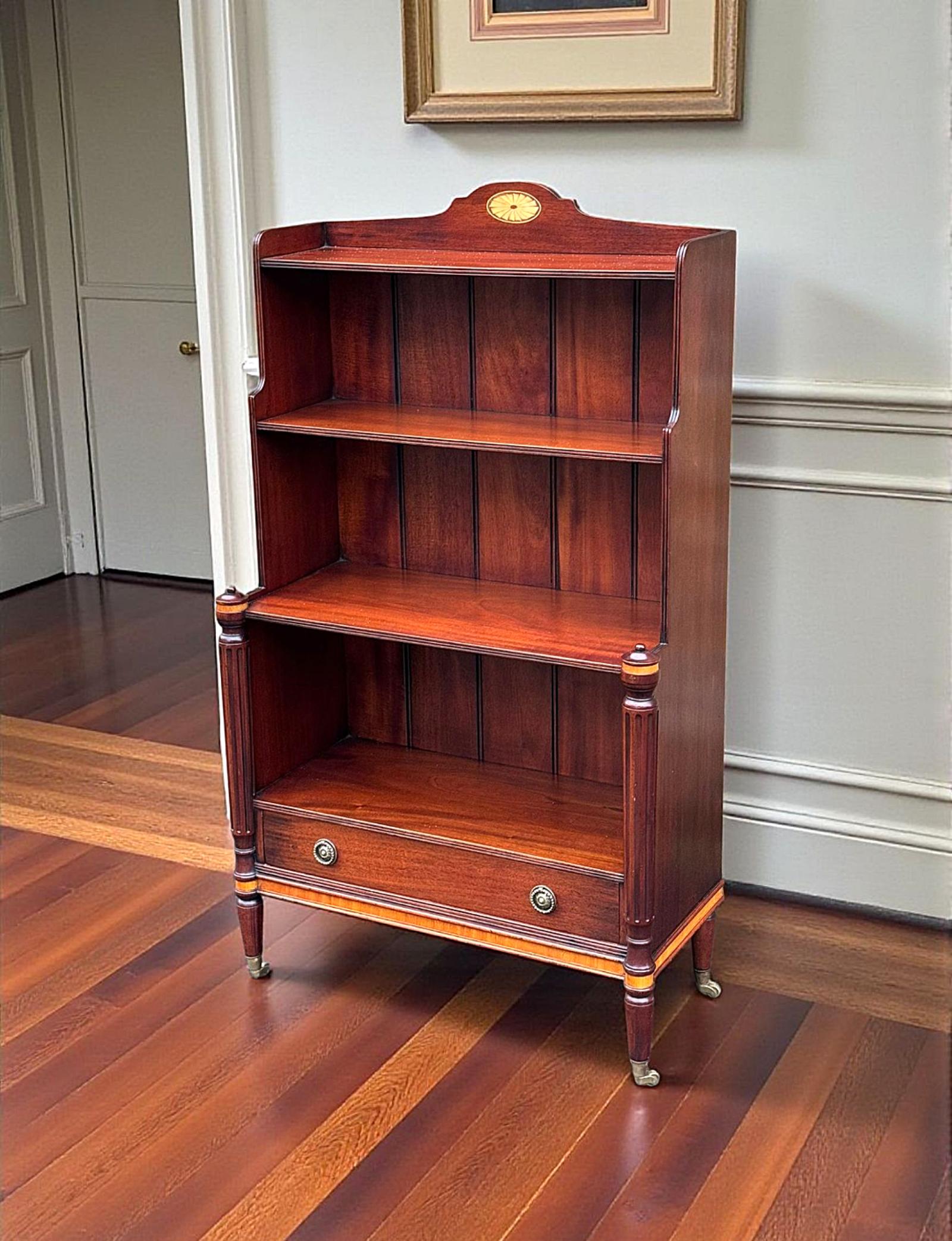 Regency Style Figured Mahogany Waterfall Open Bookcase (1 of 18)