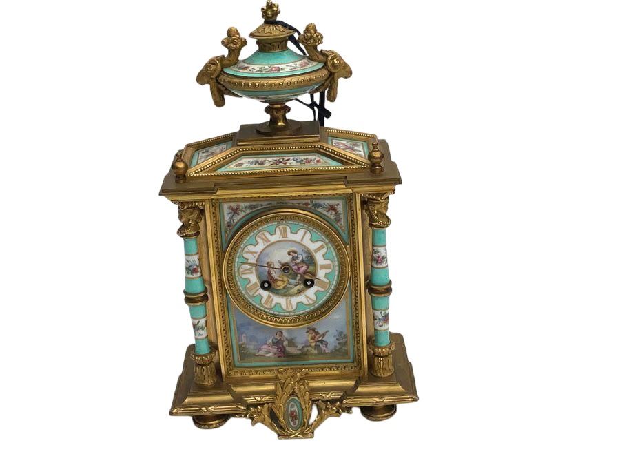 FRENCH MANTEL CLOCK WITH SERVES PANELS (1 of 11) FRENCH MANTEL CLOCK WITH SERVES PANELS (1 of 11)