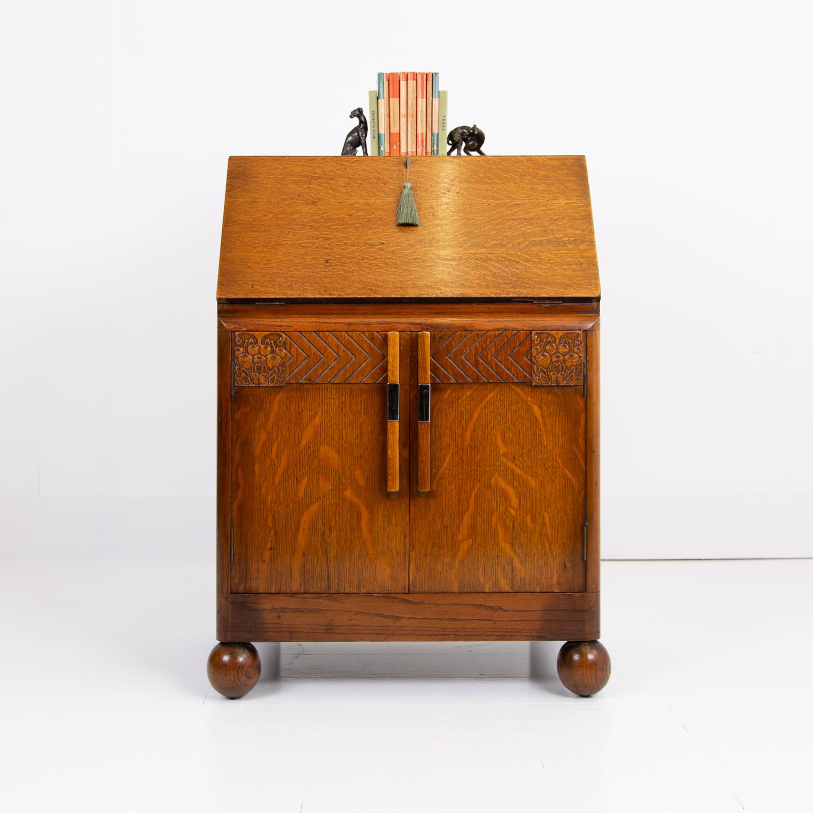Lovely Art Deco Oak Bureau with Storage c.1930 (1 of 17) Lovely Art Deco Oak Bureau with Storage c.1930 (1 of 17)