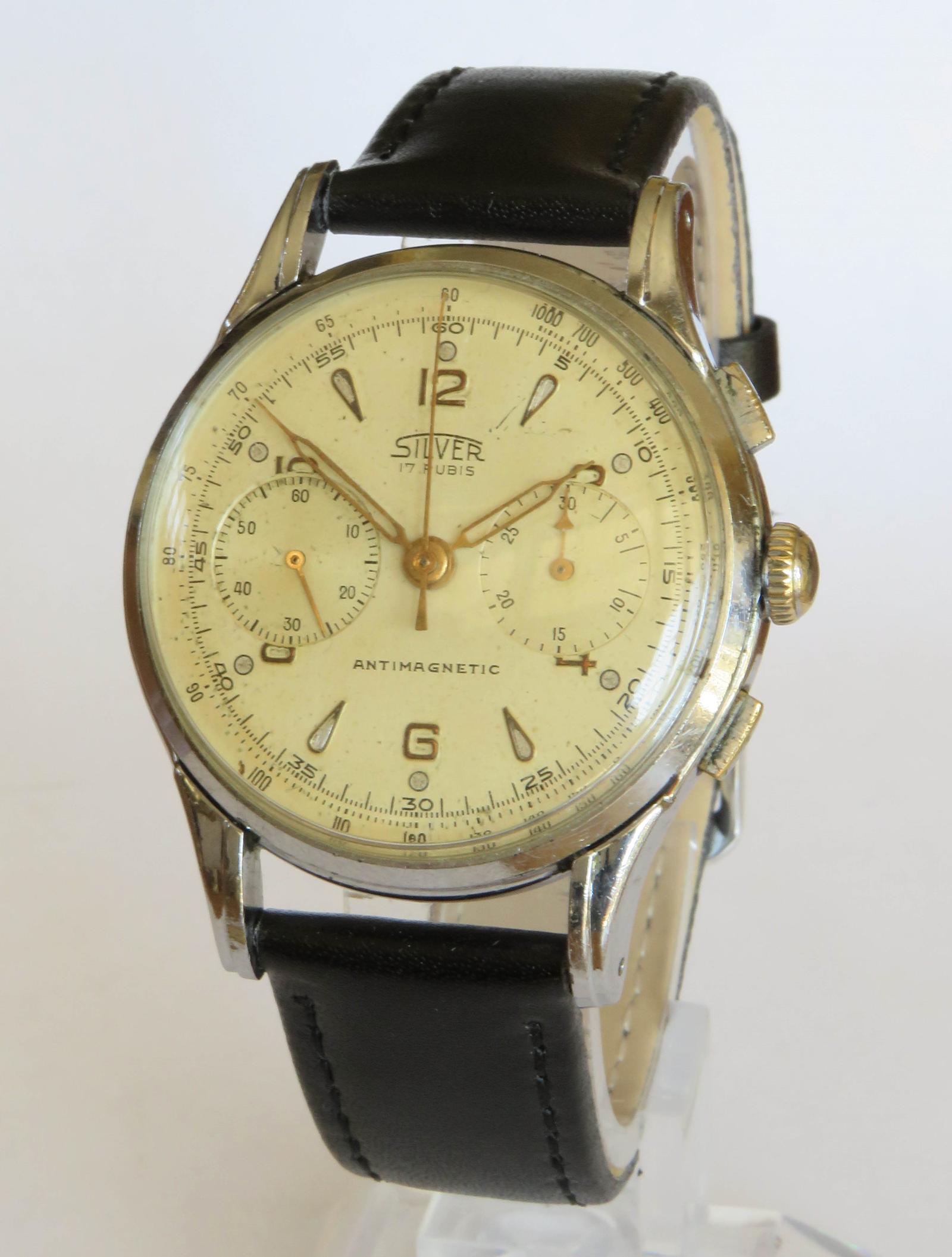 Watch : Gents 1950s “Silver” Chronograph Wrist Watch (1 of 5)
