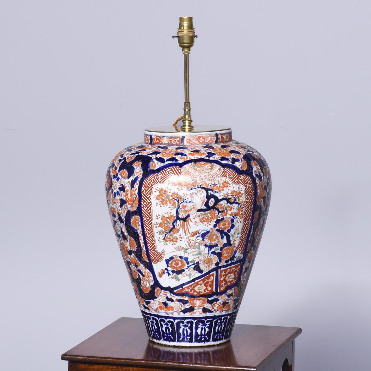 Large Fluted & Bulbous Meiji Period Imari Vase Converted to a Lamp (1 of 8) Large Fluted & Bulbous Meiji Period Imari Vase Converted to a Lamp (1 of 8)