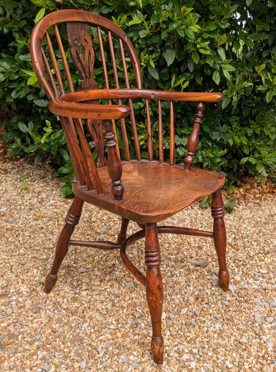 19th Century Yew Wood Windsor Chair with Crinoline Stretcher (1 of 10)