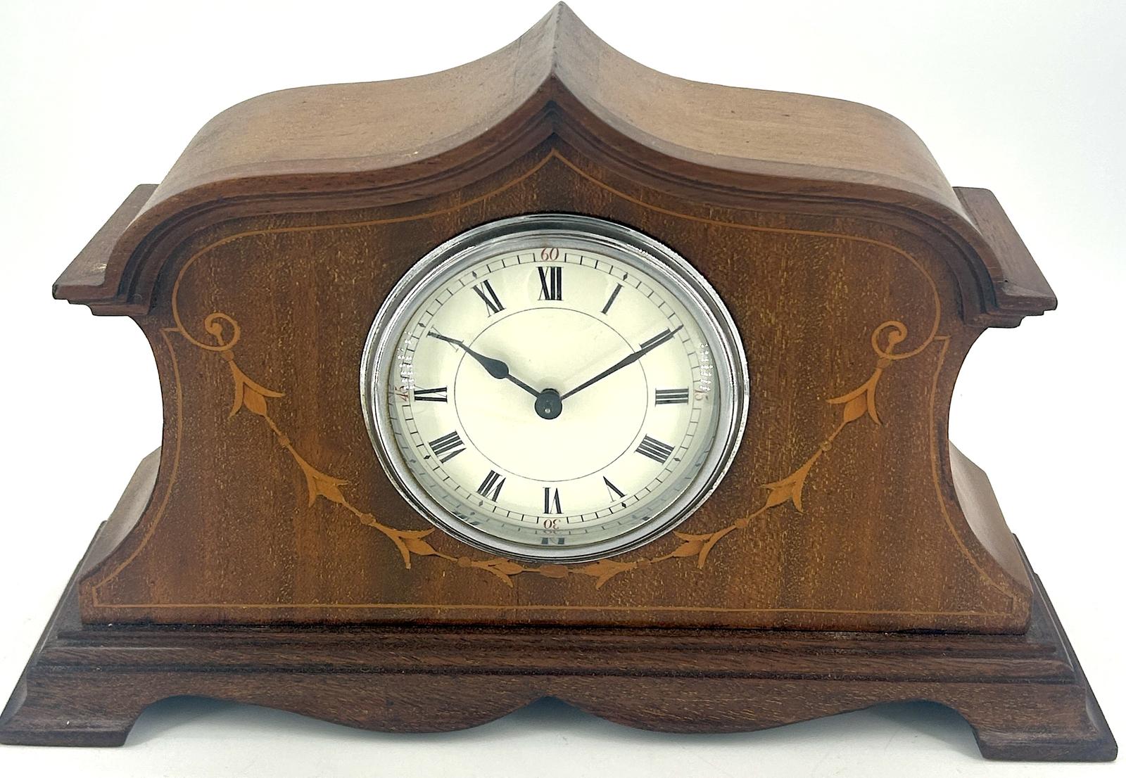 Antique Mahogany Inlaid Mantel Clock c.1900 (1 of 12)