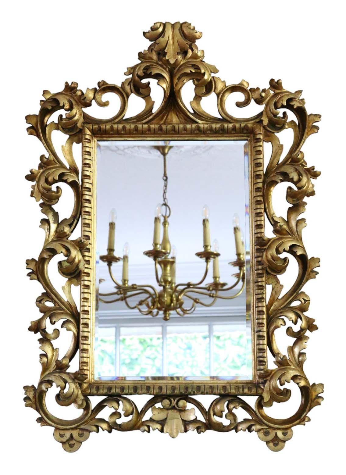 Antique Large Gilt Overmantle Wall Mirror 19th Century Fine Quality Florentine Style (1 of 6)