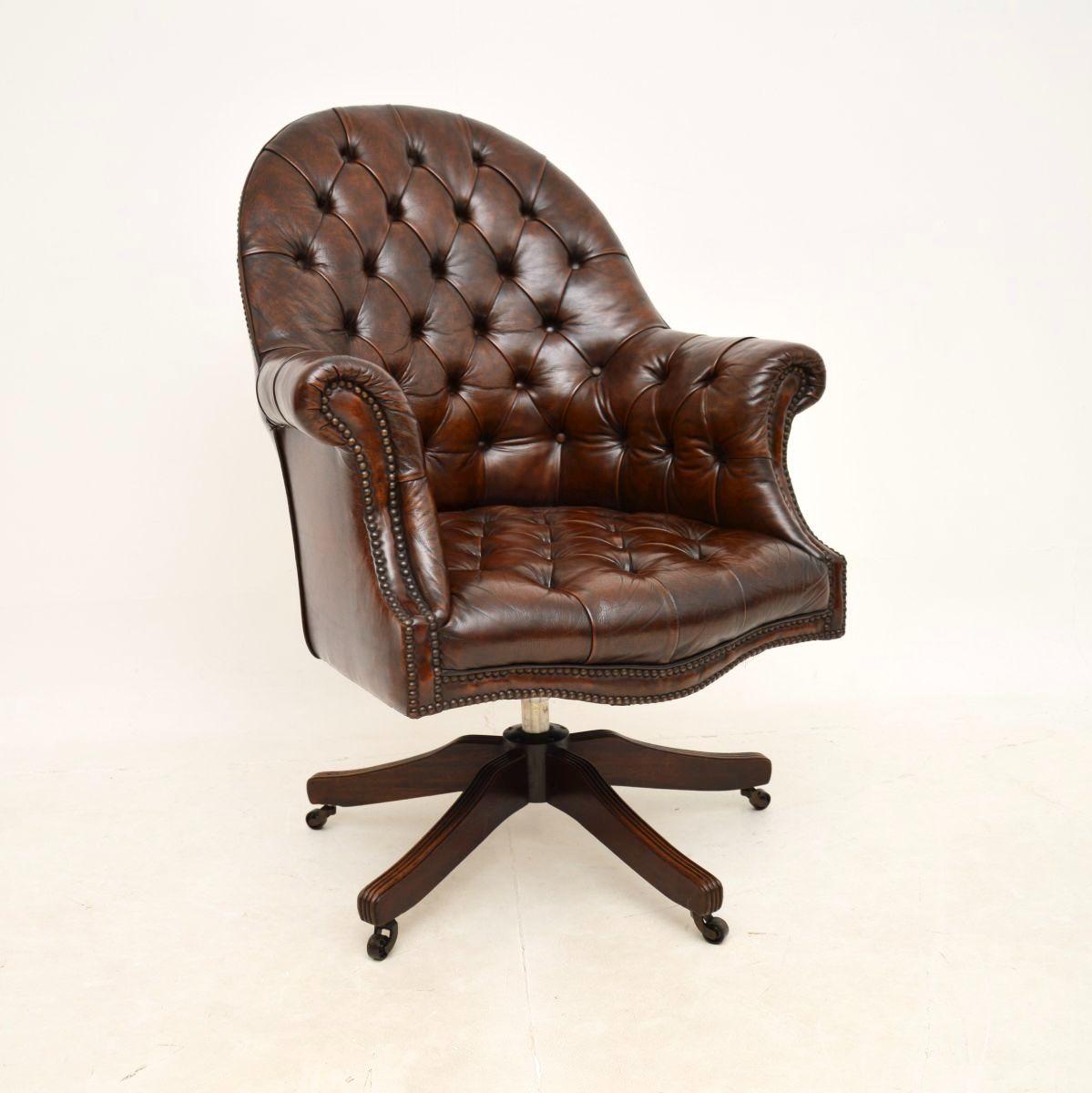 Victorian Style Leather Swivel Desk Chair (1 of 11) Victorian Style Leather Swivel Desk Chair (1 of 11)