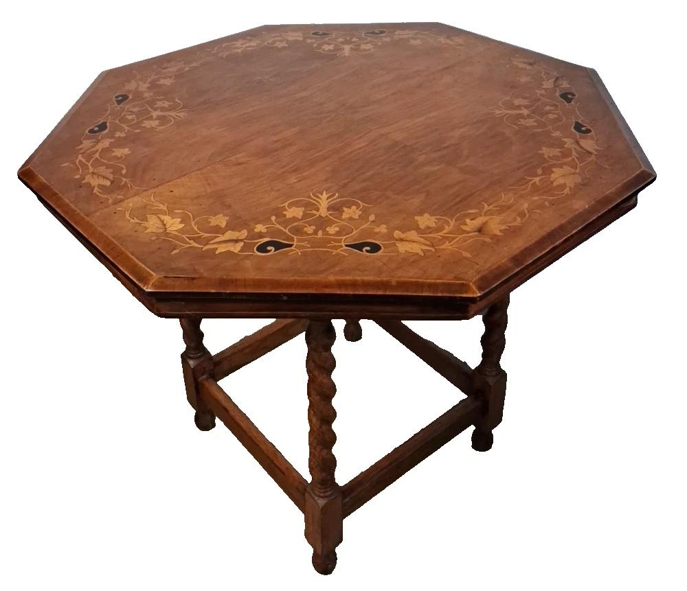 Antique Inlaid Octagonal Occasional Table With Barley Twist Legs (1 of 6) Antique Inlaid Octagonal Occasional Table With Barley Twist Legs (1 of 6)