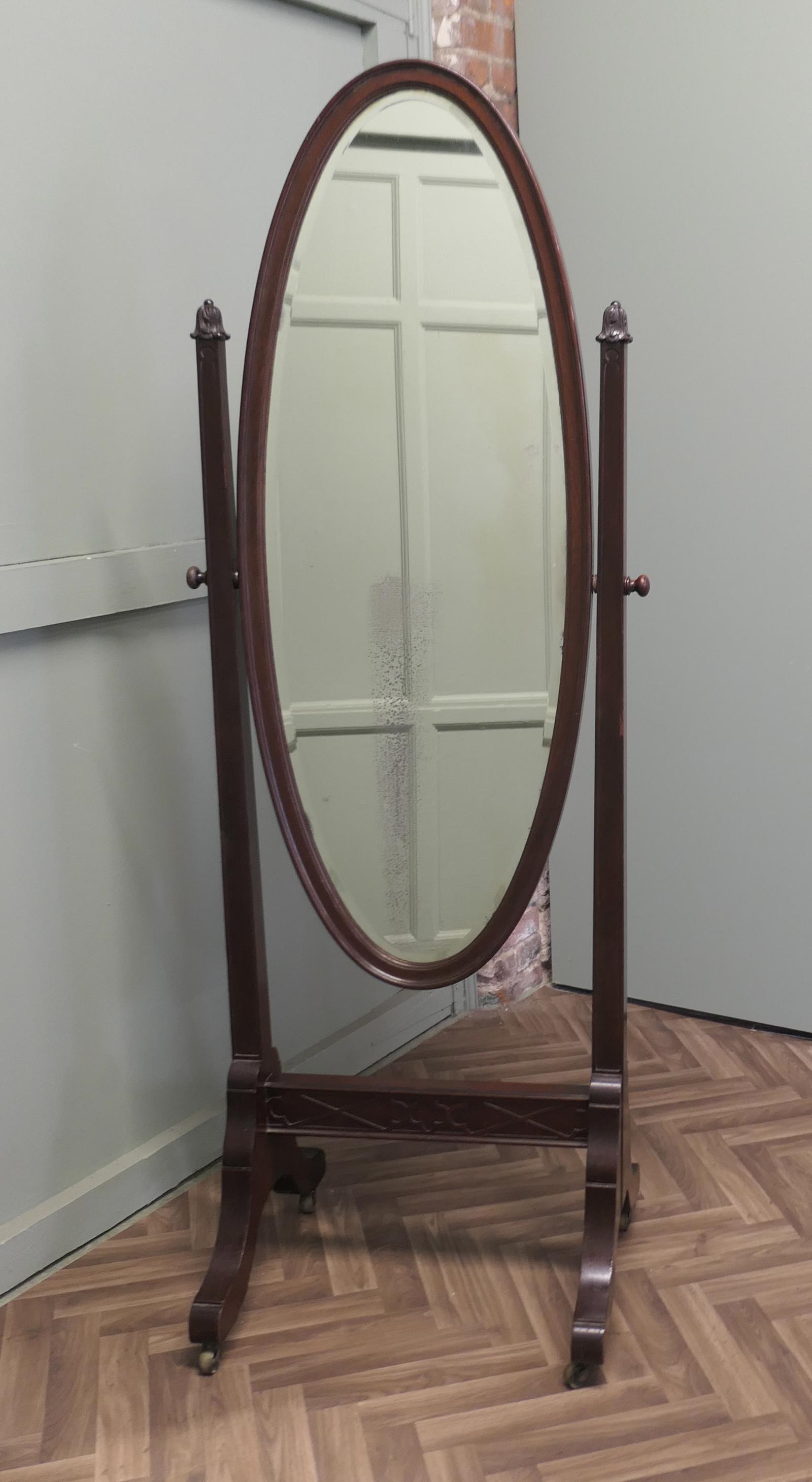 Large Cheval Dressing Mirror with Oval Frame (1 of 6)
