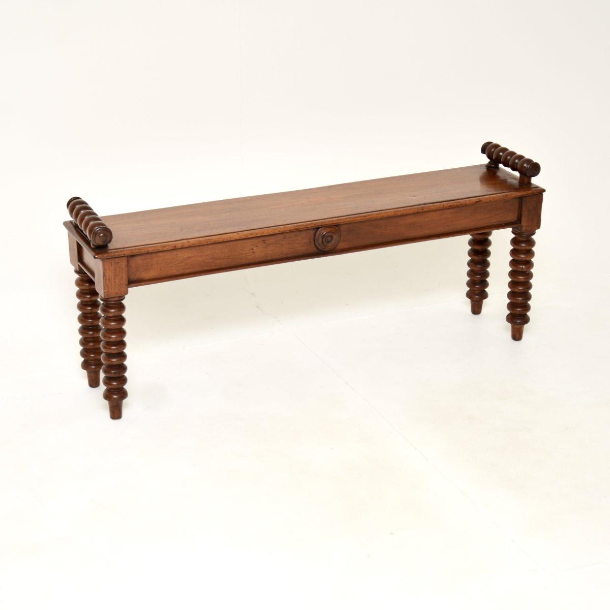 Antique Victorian Mahogany Bench (1 of 12)