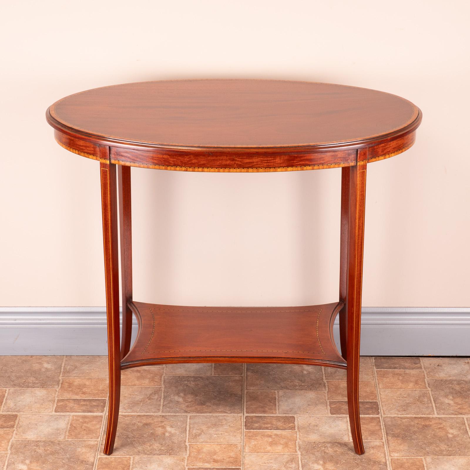 Edwardian Oval Inlaid Mahogany Occasional Table (1 of 14)