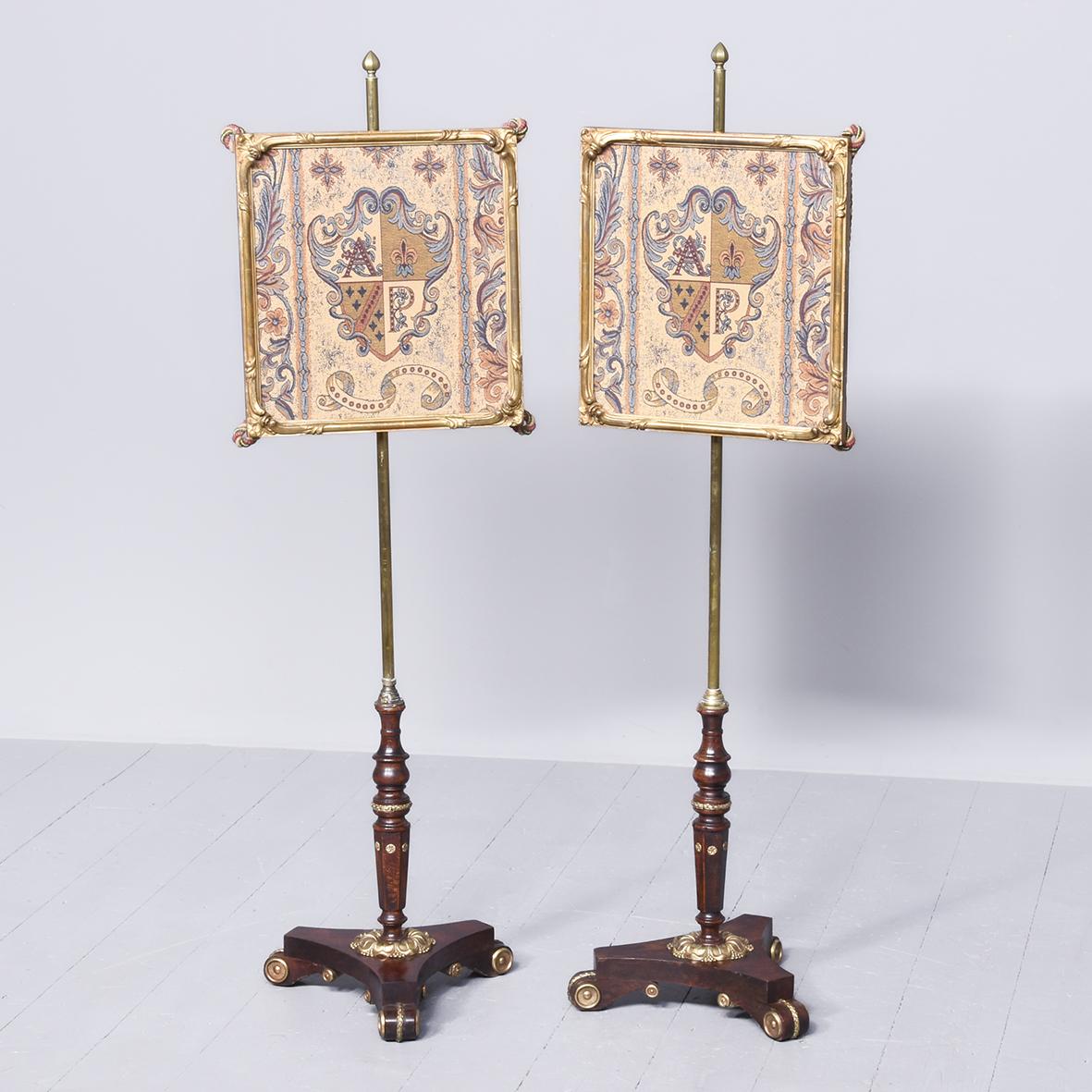 Pair of Regency Screens on Stands (1 of 9) Pair of Regency Screens on Stands (1 of 9)