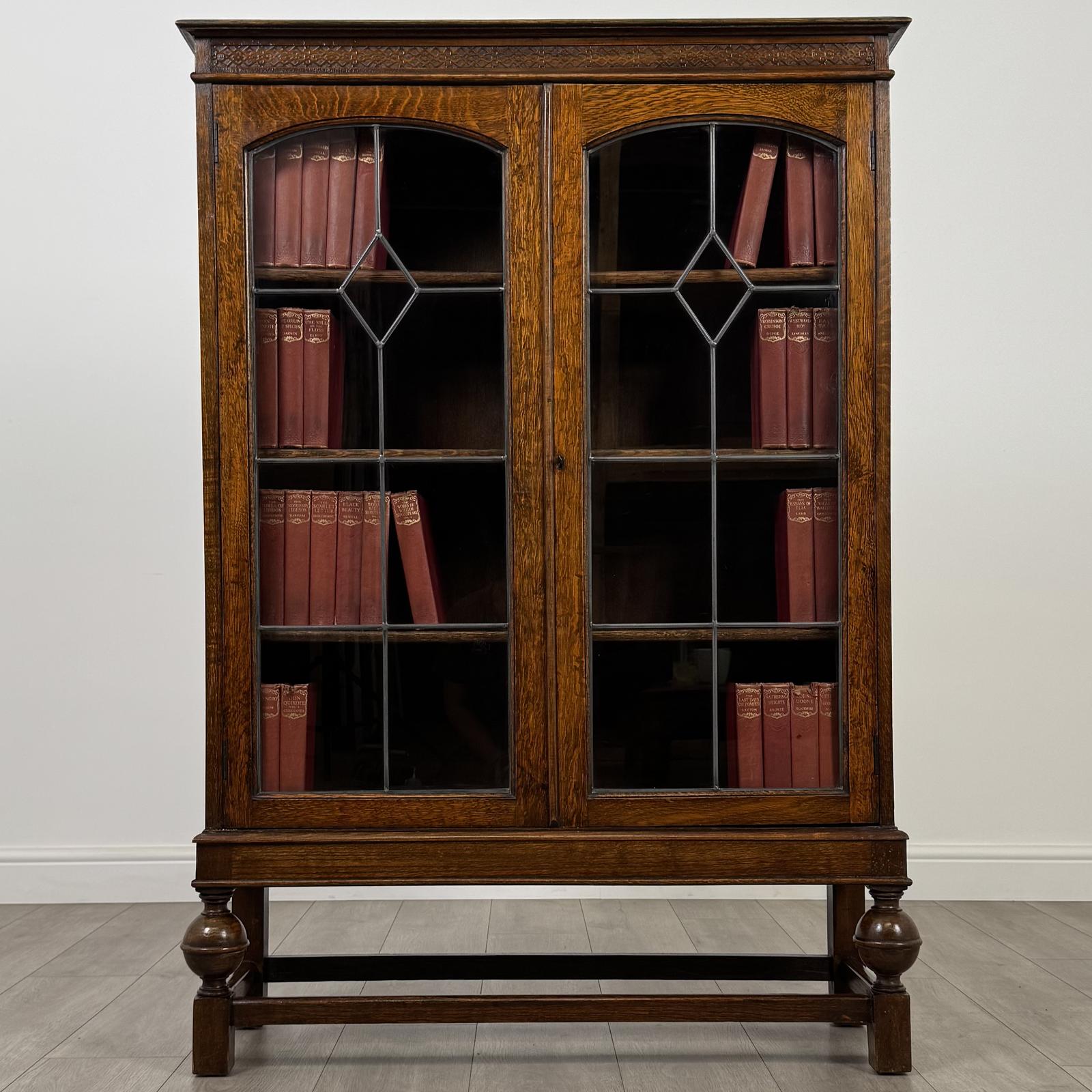 Antique 20th Century Glazed Display Cabinet in Oak (1 of 11)