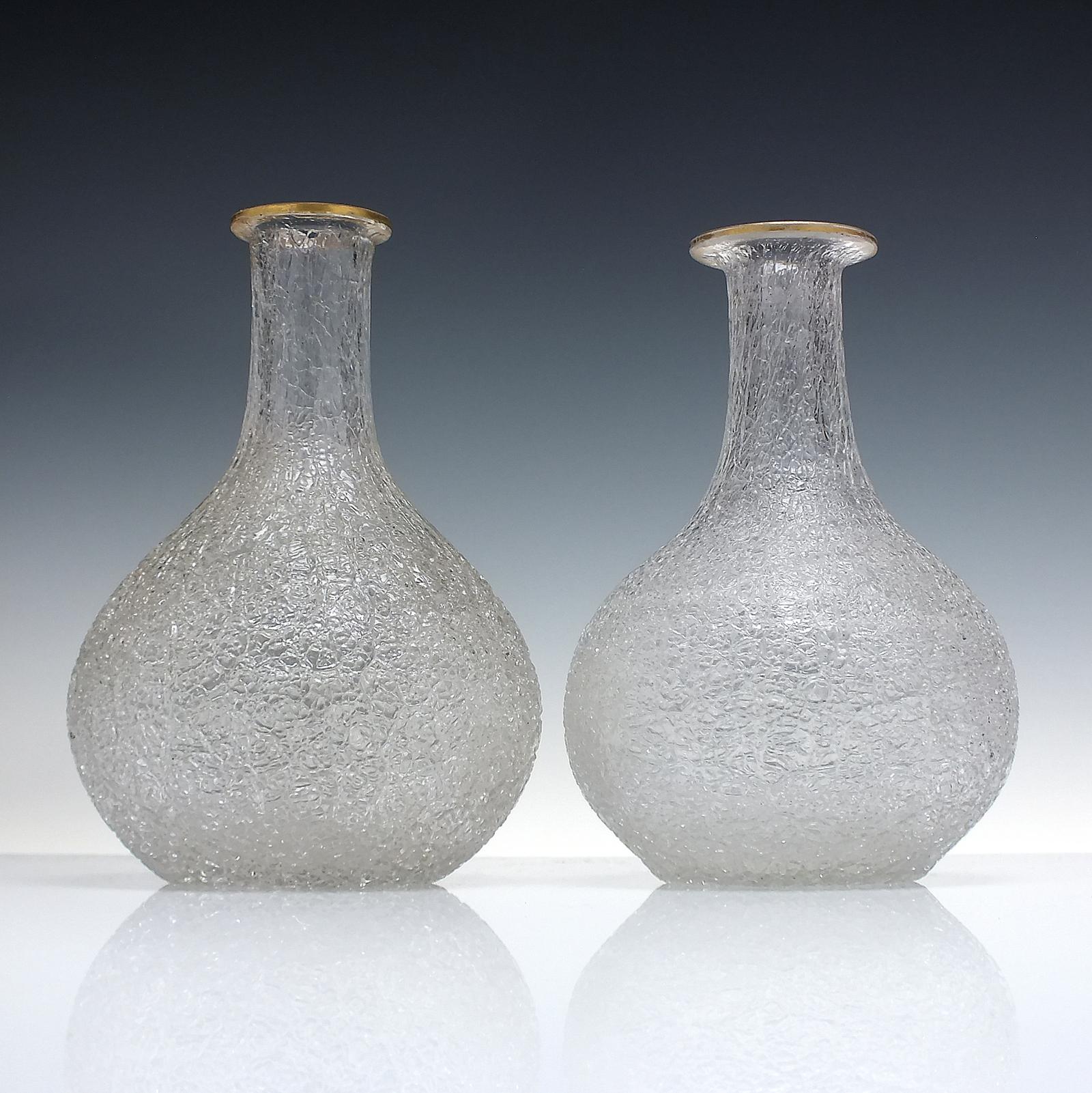 Pair of 19th Century Overshot Glass Wine Carafes c.1880 (1 of 3)