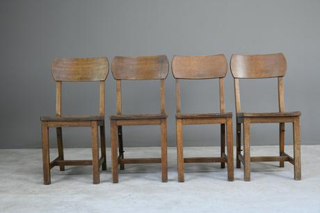 Set of 4 Early 20th Century Oak School Chairs (1 of 11) Set of 4 Early 20th Century Oak School Chairs (1 of 11)