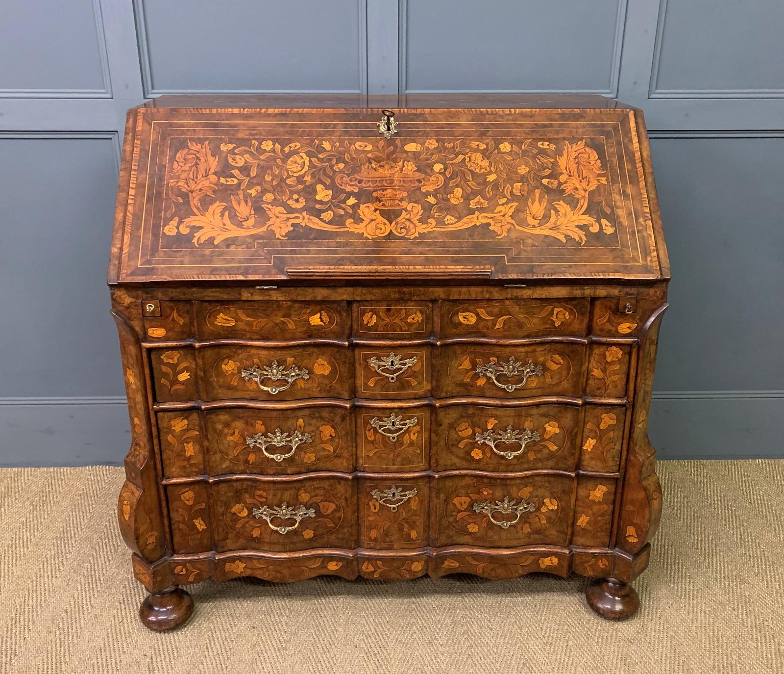 18th Century Dutch Marquetry Walnut Bureau (1 of 20)