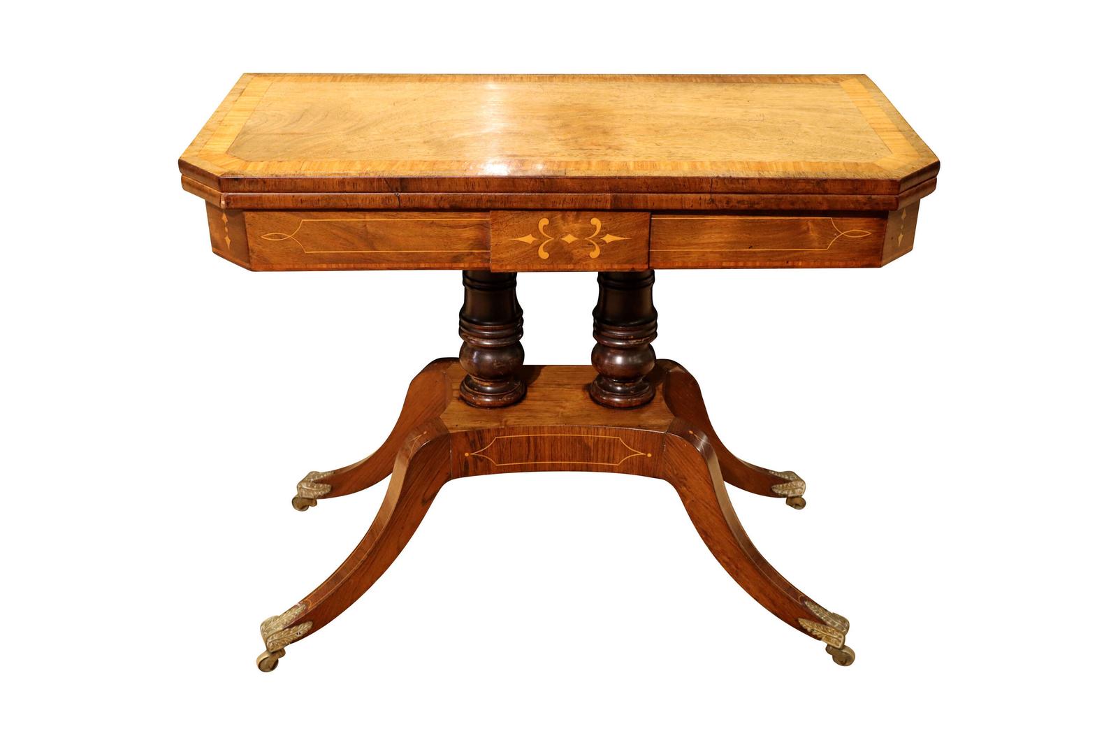 Fine Regency Inlaid Rosewood Card Table with Brass Sabots & Castors c.1820 (1 of 6) Fine Regency Inlaid Rosewood Card Table with Brass Sabots & Castors c.1820 (1 of 6)