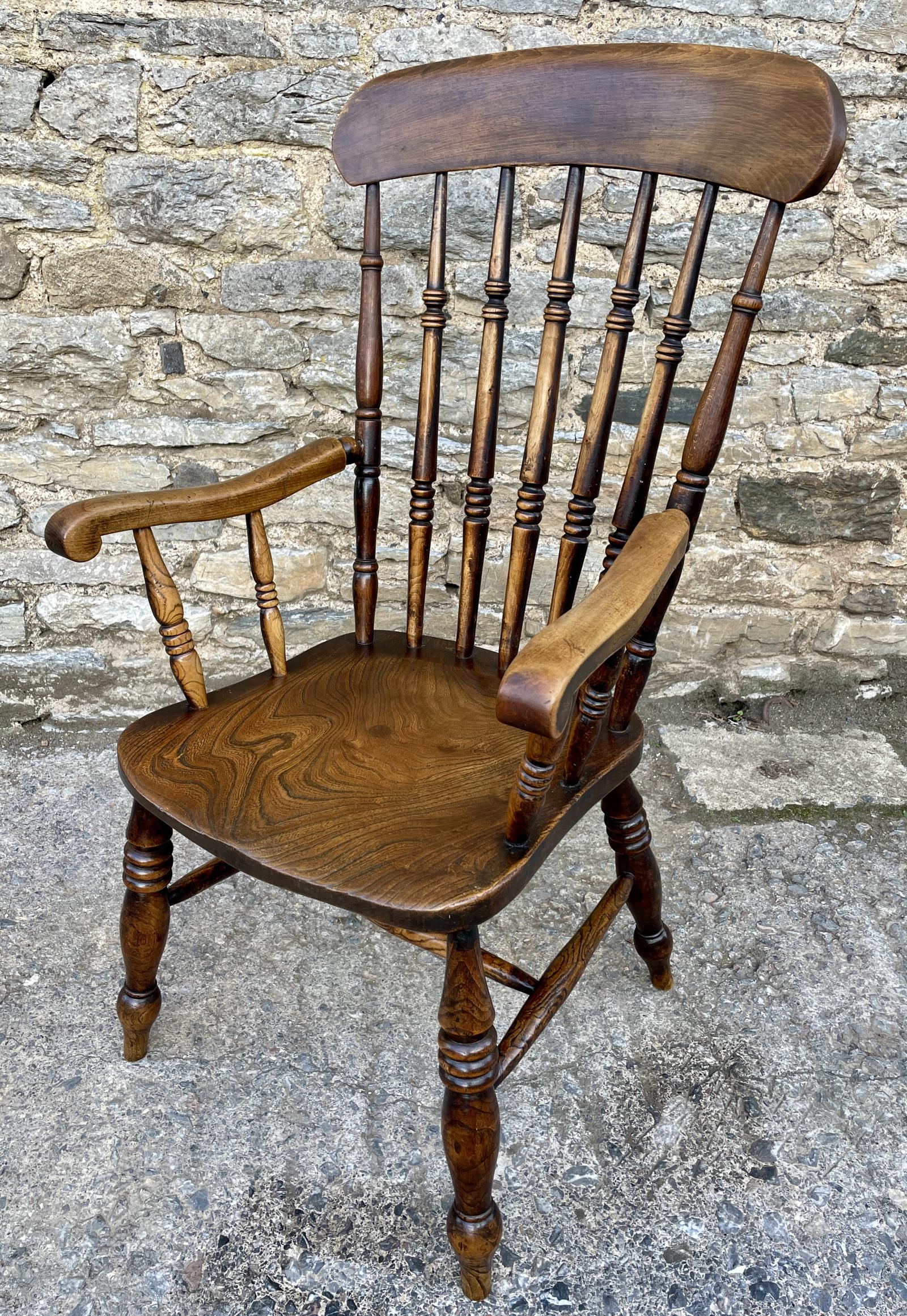 Antique Elm Windsor Farmhouse Chair (1 of 13)