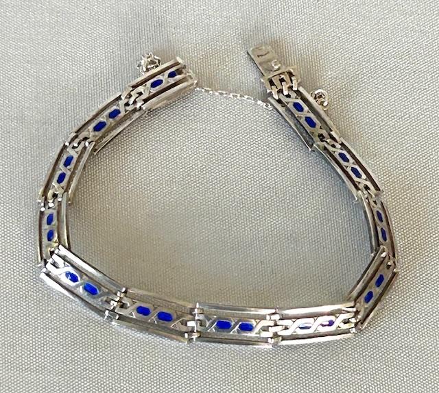 Art Deco Silver & Enamel Panel Link Bracelet (1 of 4) Art Deco Silver & Enamel Panel Link Bracelet (1 of 4)