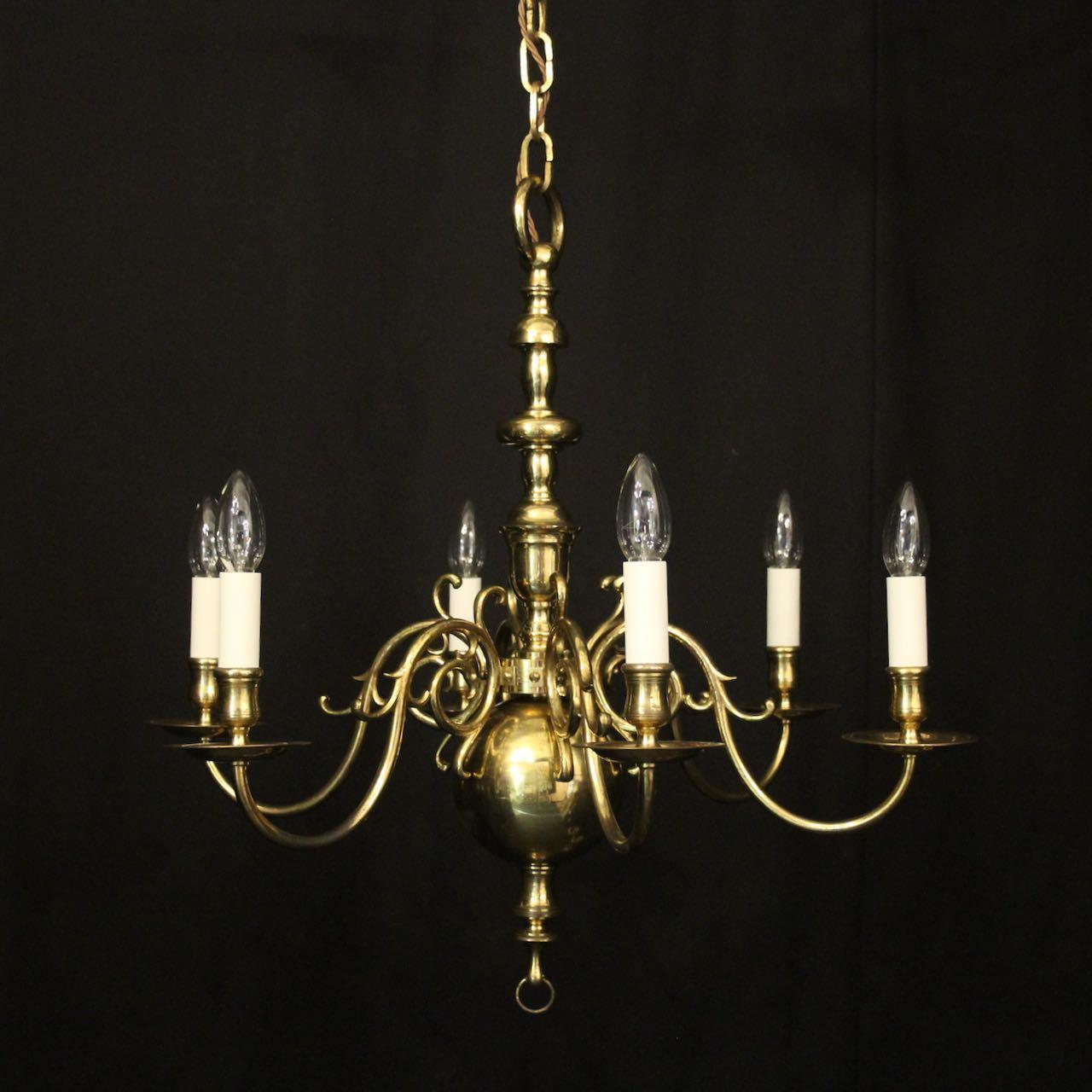 English Brass 6 Light Antique Chandelier (1 of 10)
