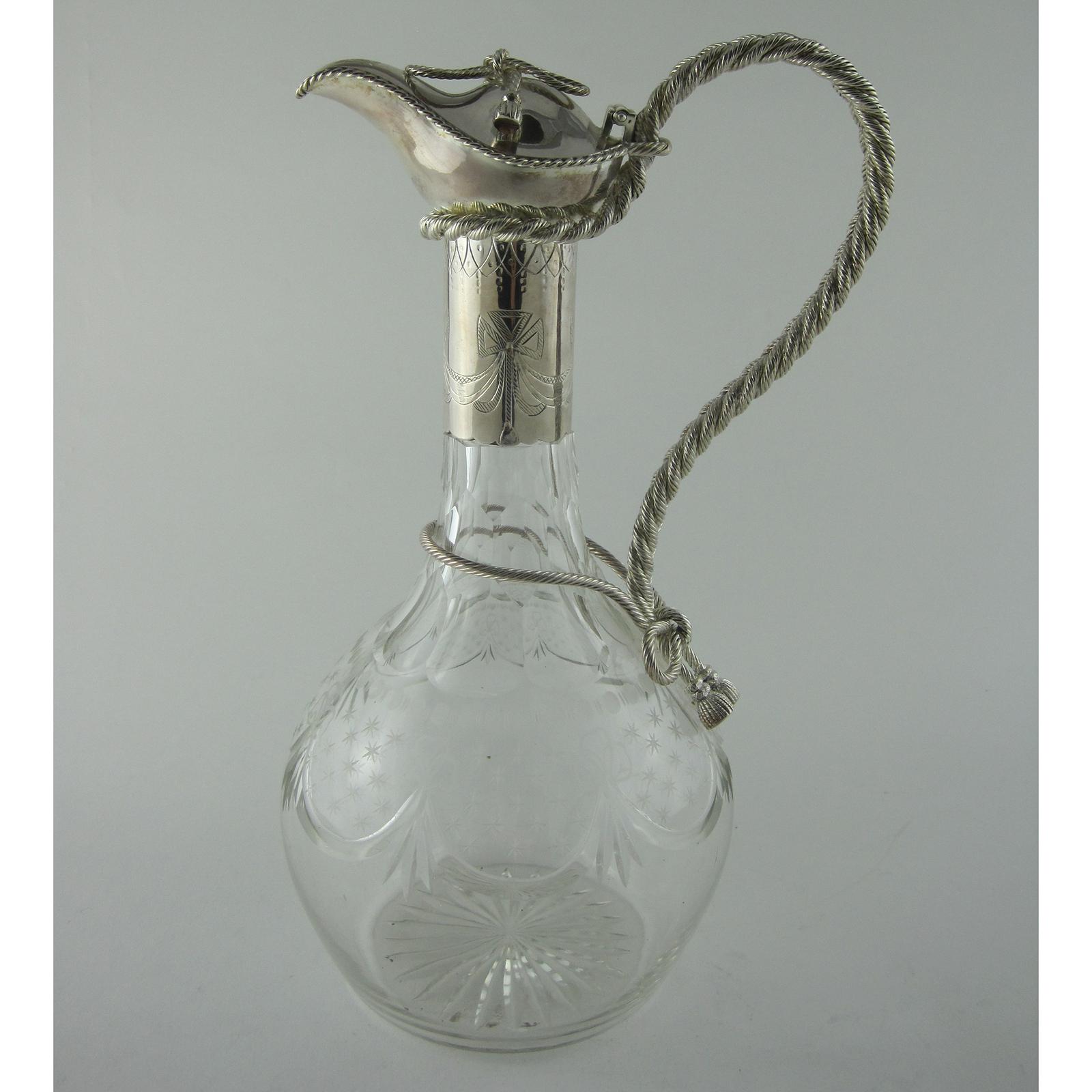 Victorian Silver Plated Claret Jug with Rope & Tassel Finial (1 of 6)