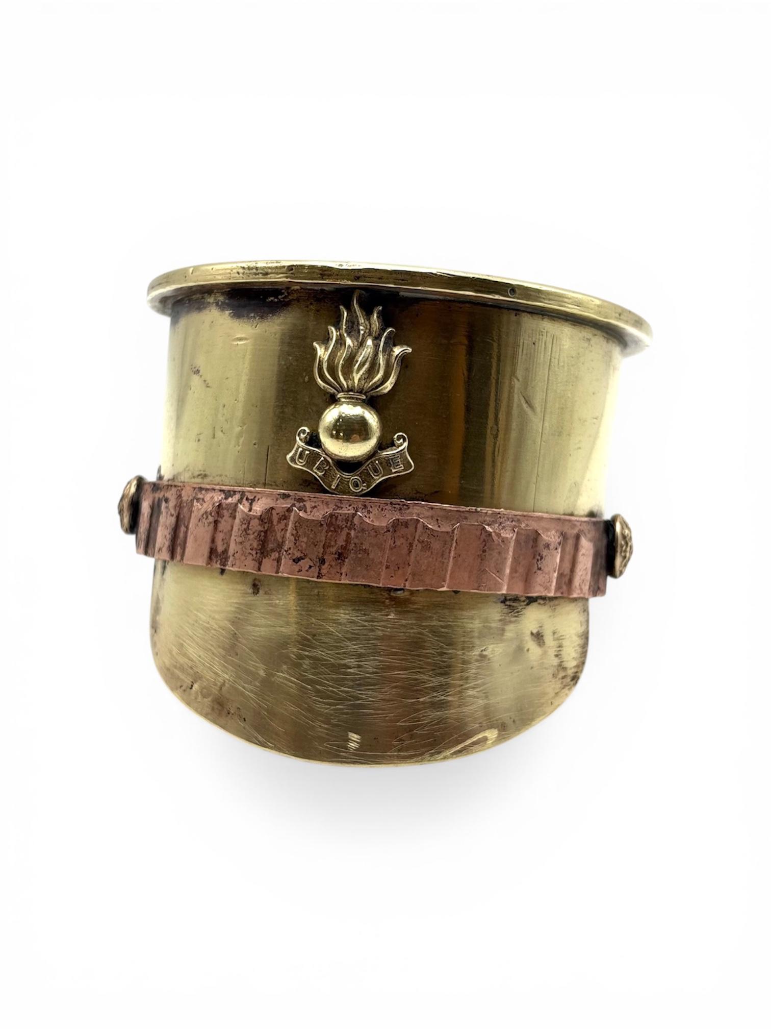 World War I Trench Art Cap – Royal Engineers “ubique” – Made from an Inert British 6-pounder Tank Shell (Dated April 1917) (1 of 6) World War I Trench Art Cap – Royal Engineers “ubique” – Made from an Inert British 6-pounder Tank Shell (Dated April 1917) (1 of 6)