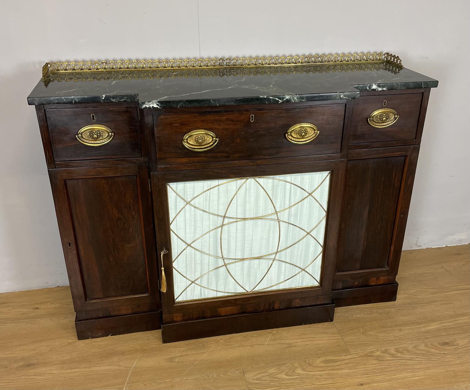 Early 19th Century Regency Marble Topped Rosewood Secretaire Side Cabinet (1 of 15)