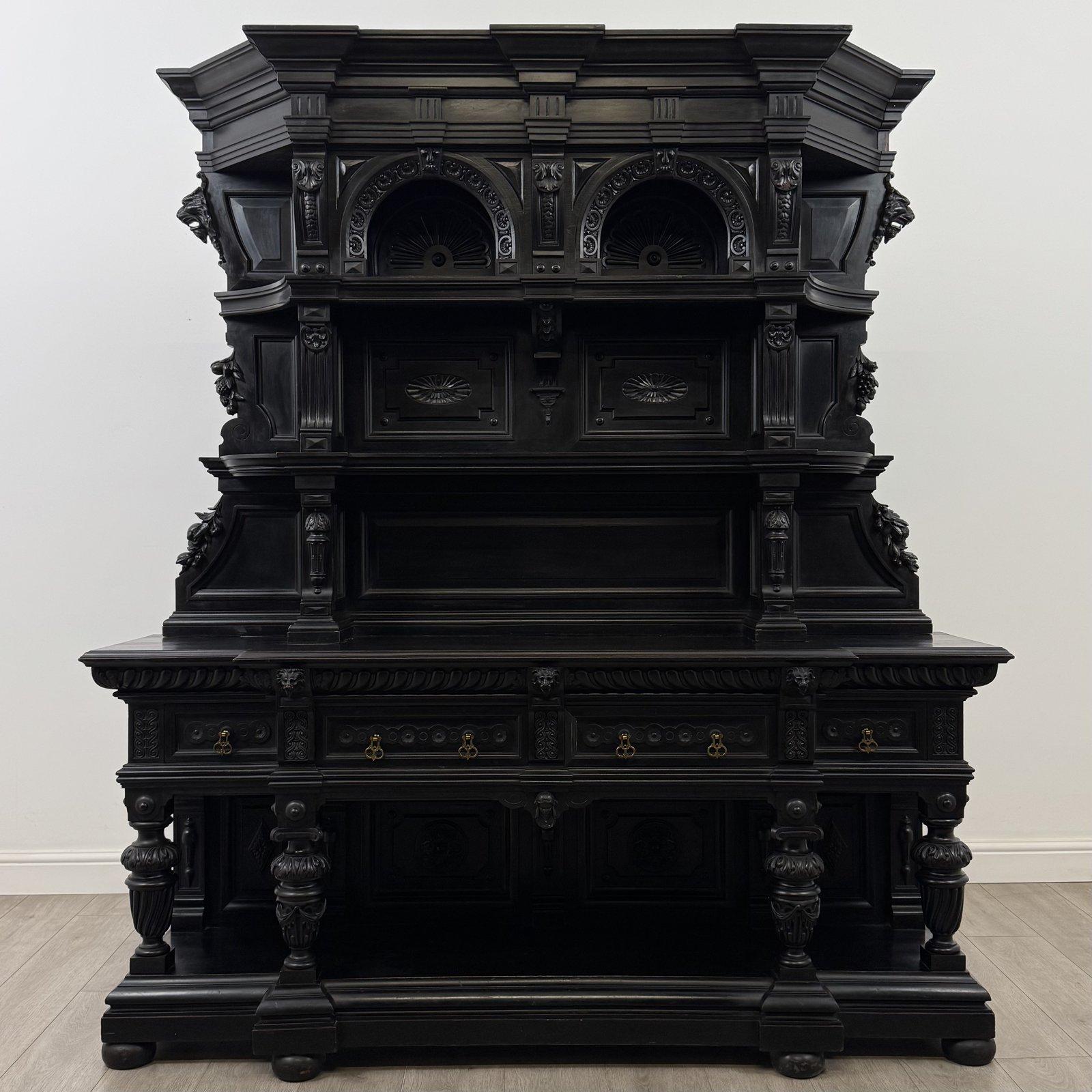 Antique Victorian Ebonised Sideboard | Lion Mask Carving | AF-6498 (1 of 12) Antique Victorian Ebonised Sideboard | Lion Mask Carving | AF-6498 (1 of 12)
