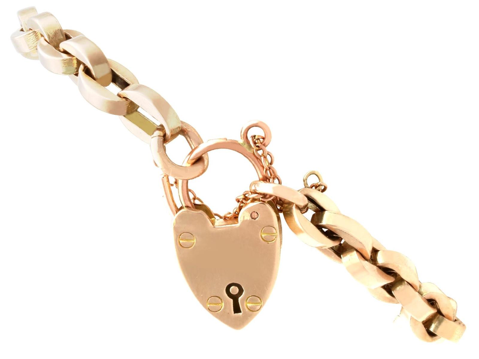 Antique 9ct Yellow Gold Padlock Bracelet c.1920 (1 of 11)