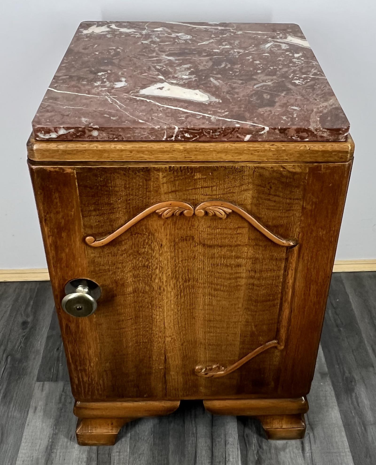 Carved French Antique Bedside Table Cupboard Cabinet with Marble Top (1 of 9) Carved French Antique Bedside Table Cupboard Cabinet with Marble Top (1 of 9)