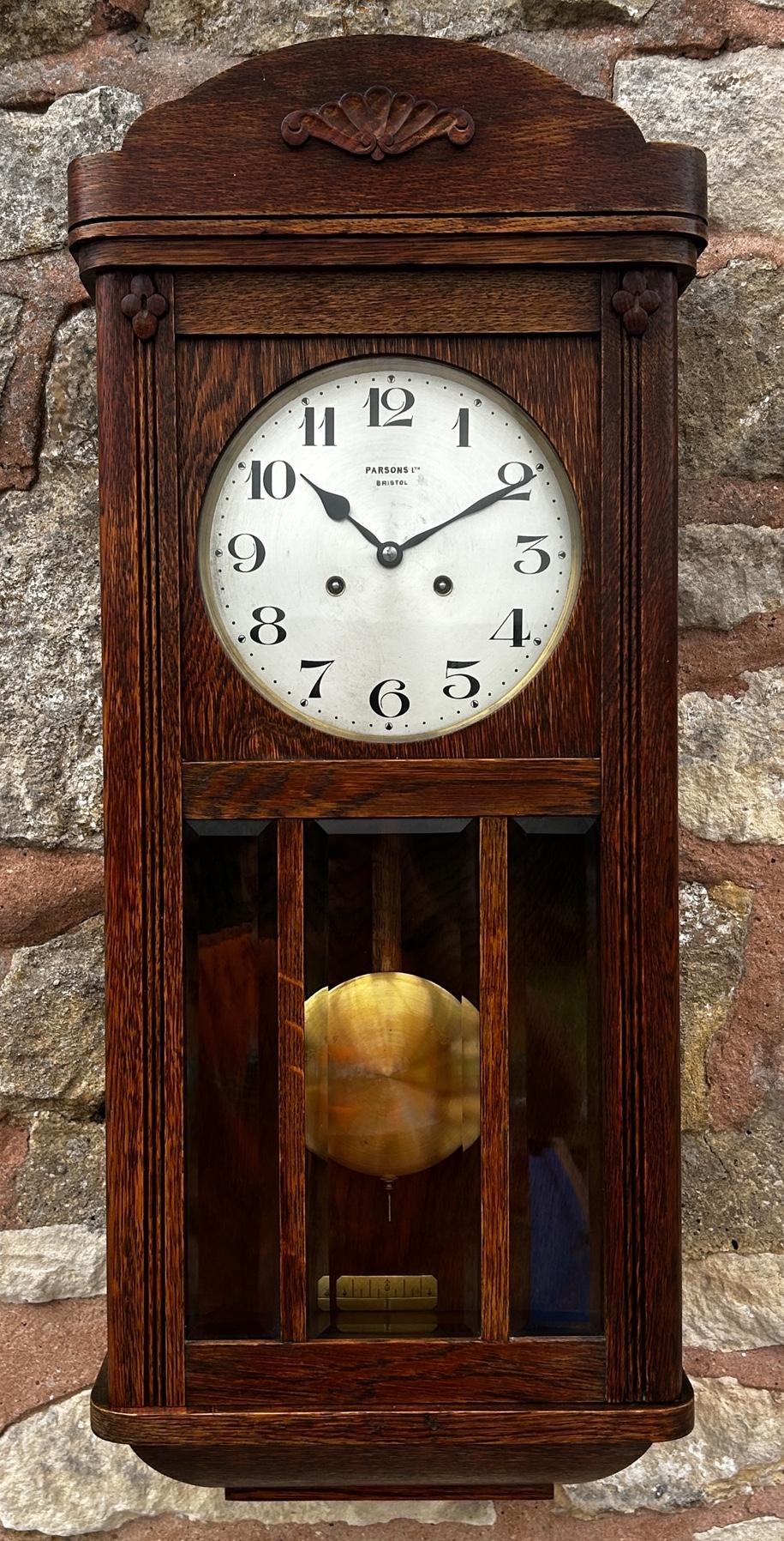 Fabulous Edwardian Antique Striking Box Wall Clock Parsons Bristol (1 of 10) Fabulous Edwardian Antique Striking Box Wall Clock Parsons Bristol (1 of 10)