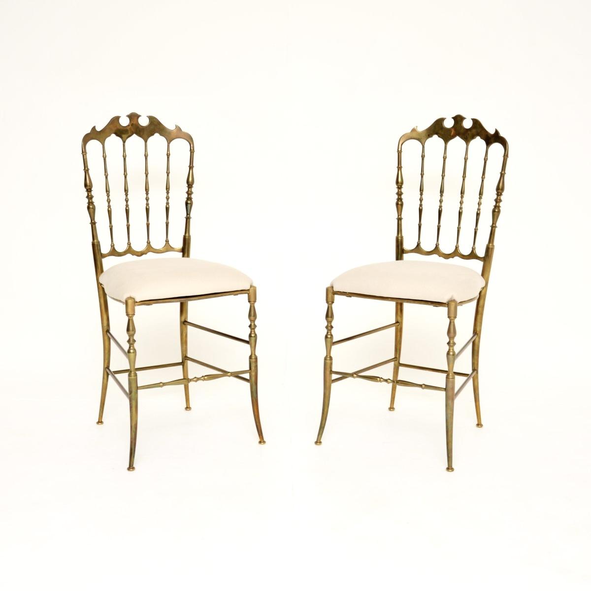 Pair of Vintage Italian Chiavari Dining Chairs in Solid Brass (1 of 8)