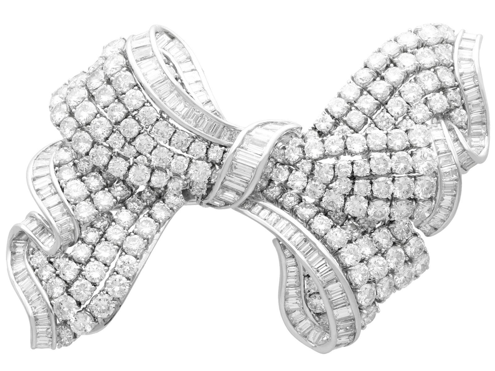 Vintage 21.04ct Diamond & Platinum Bow Brooch c.1955 (1 of 12)