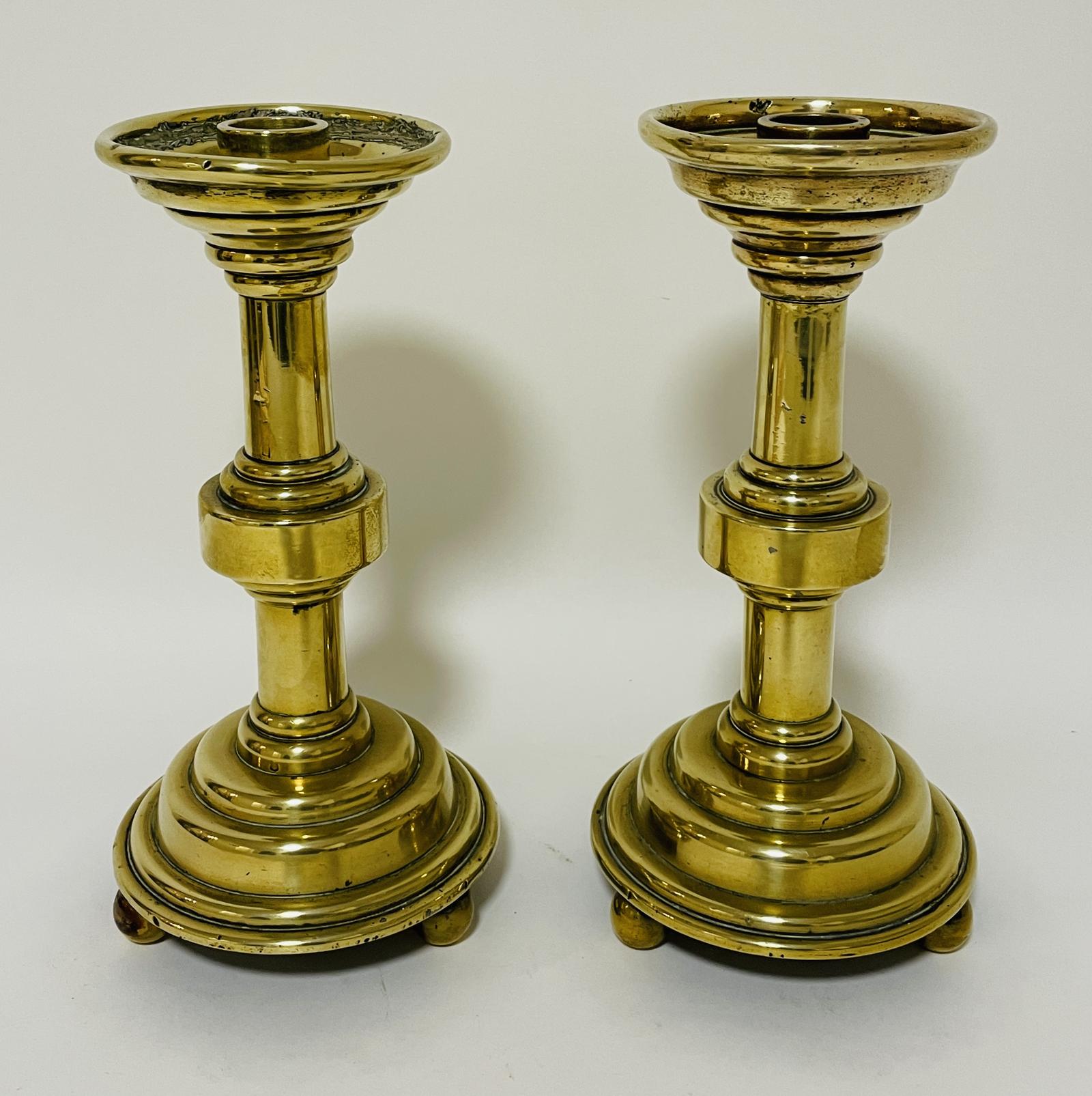 Pair of Victorian Brass Altar Candlesticks LA410525