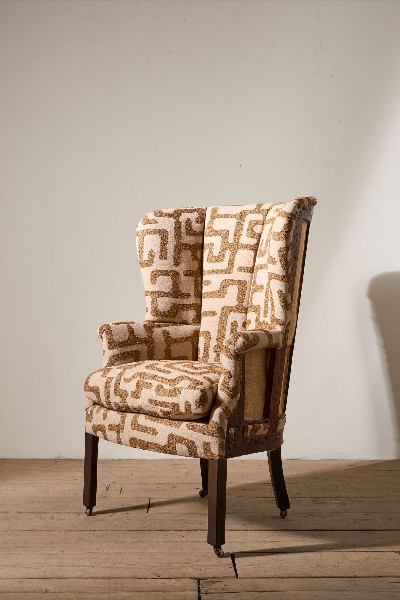 Georgian Barrel Back Armchair Upholstered in Recycled Cotton Fabric (1 of 5) Georgian Barrel Back Armchair Upholstered in Recycled Cotton Fabric (1 of 5)