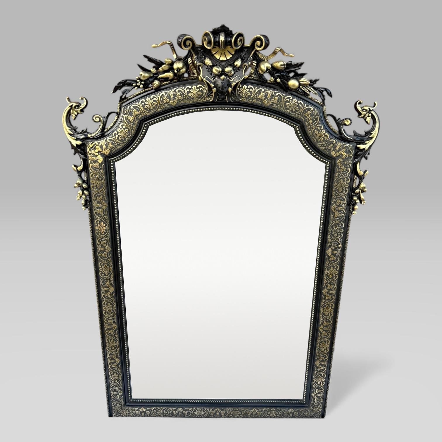 Antique Large French Napoleon III Ebonised & Gilt Carved Overmantle Wall Mirror (1 of 10) Antique Large French Napoleon III Ebonised & Gilt Carved Overmantle Wall Mirror (1 of 10)
