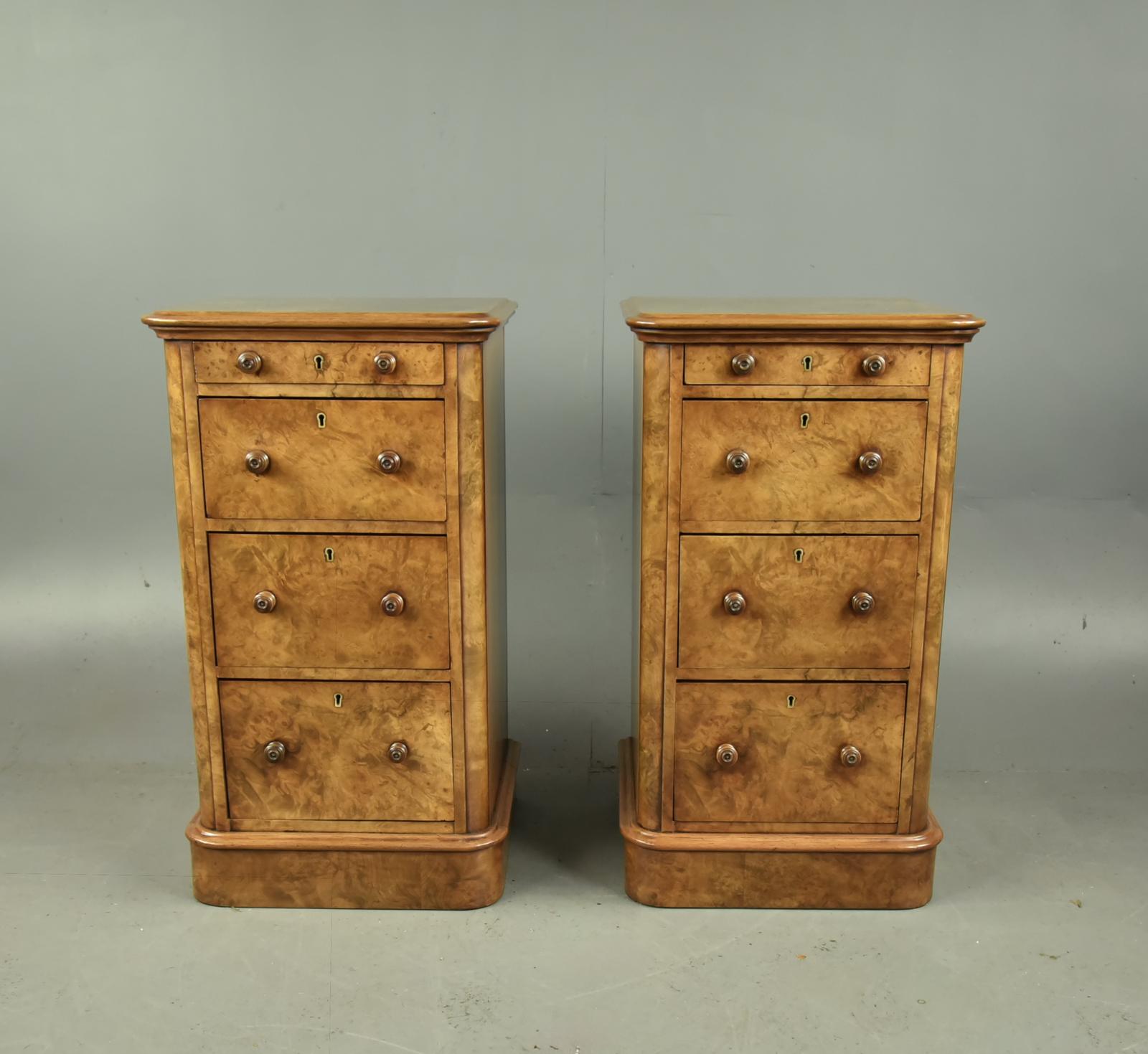 Pair of Victorian Burr Walnut Bedside Chests of Drawers (1 of 10) Pair of Victorian Burr Walnut Bedside Chests of Drawers (1 of 10)