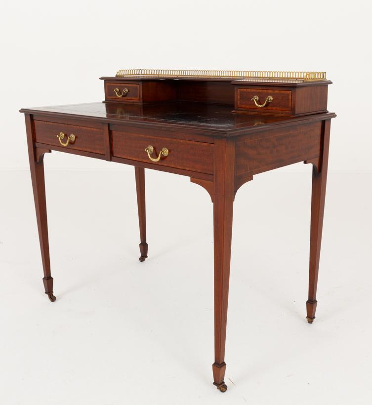 Sheraton Revival Mahogany Inlaid Writing Table (1 of 8)