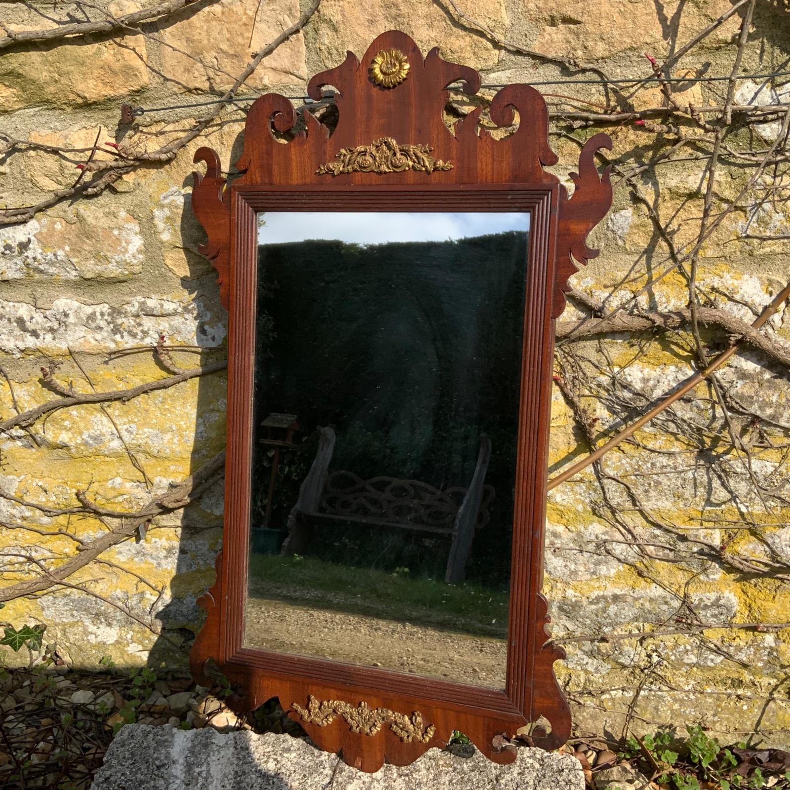 18th Century Georgian Pier Mirror Unusual Victorian Painted with Brass Mounts (1 of 3)