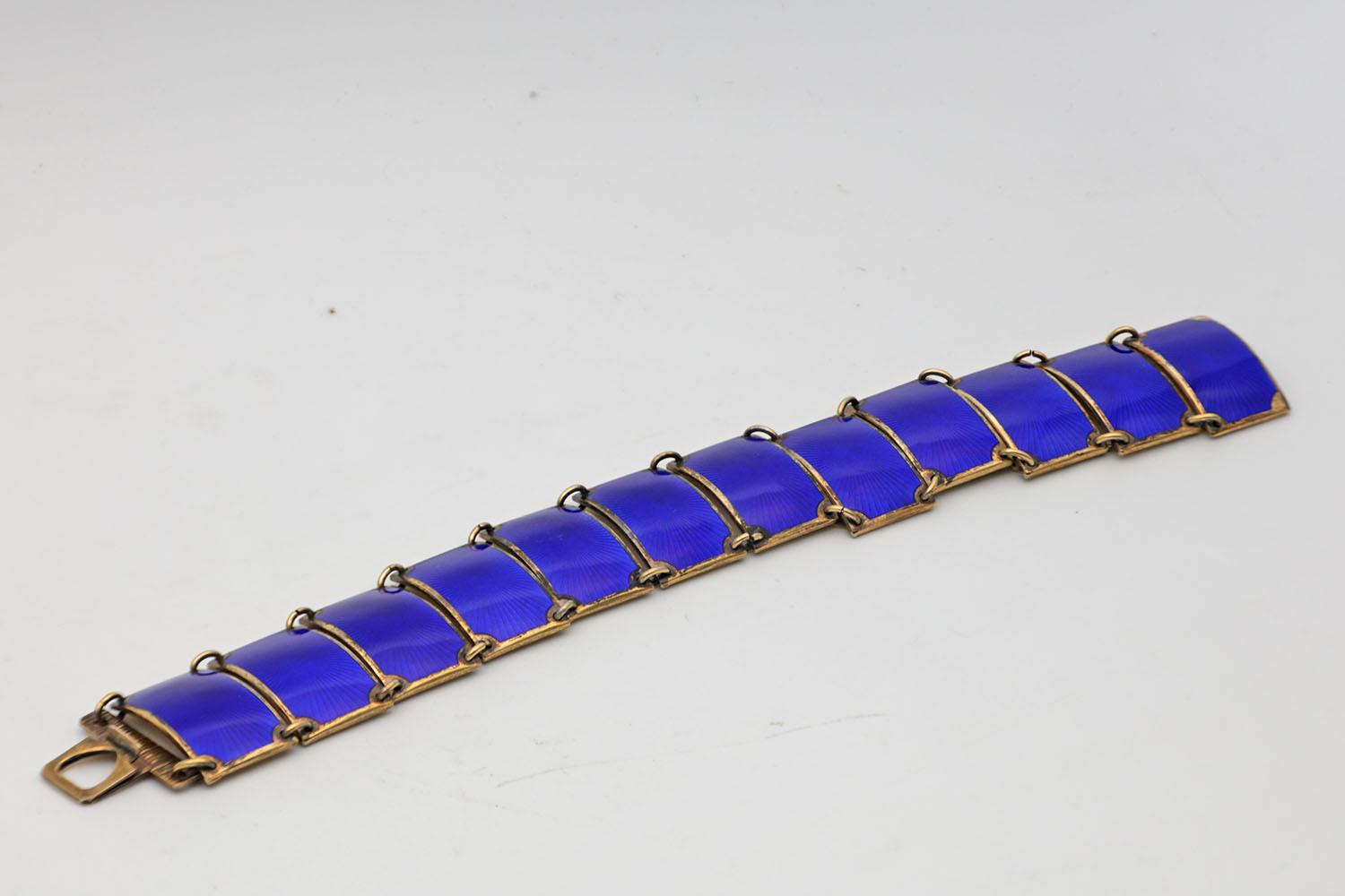 Mid 19th Century David Andersen Panel Bracelet in Silver and Blue Enamel (1 of 2)