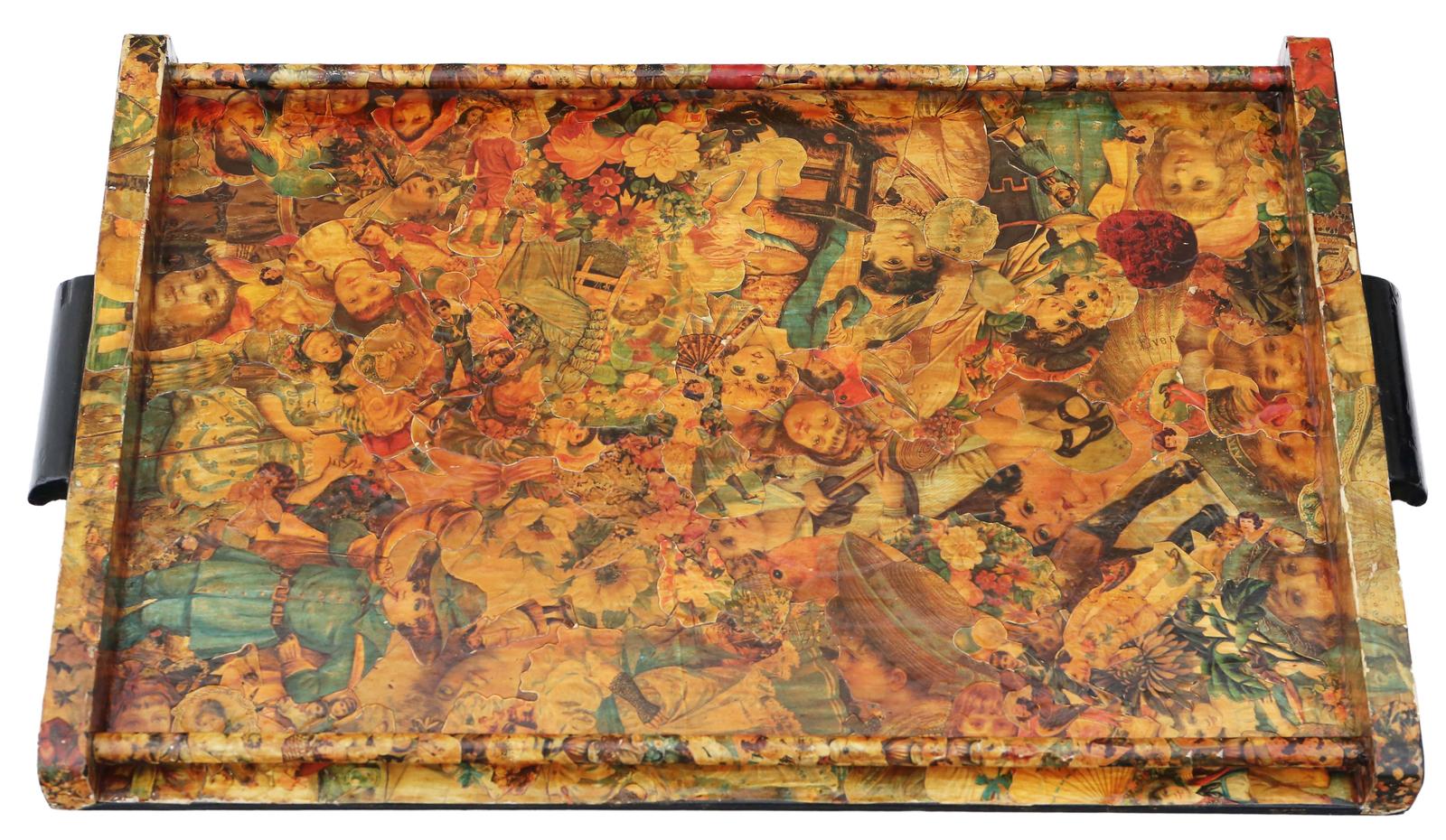 Antique Decoupage Serving Tray c.1920 (1 of 2)