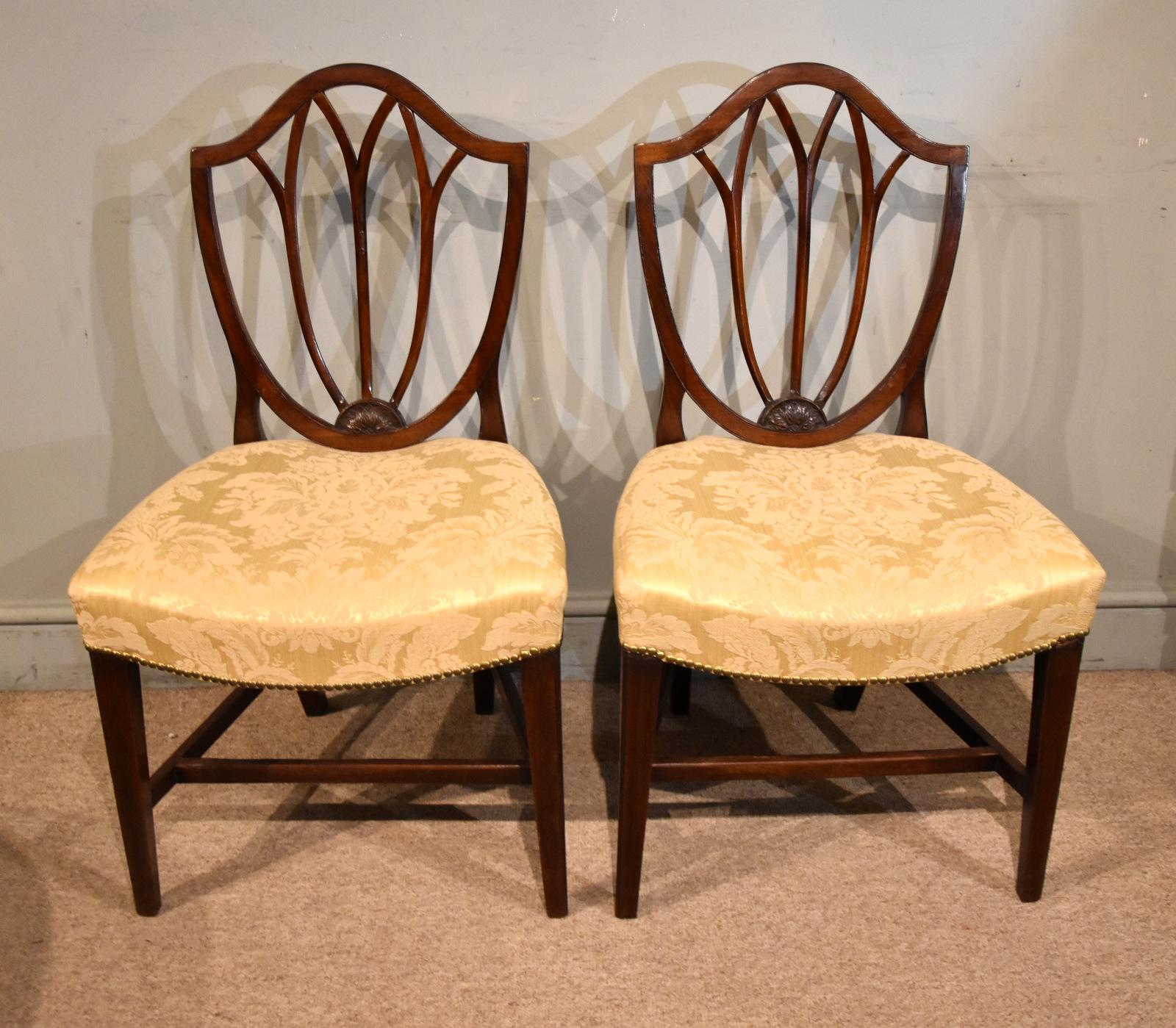 Pair of George III Mahogany Shield Back Chairs (1 of 7)